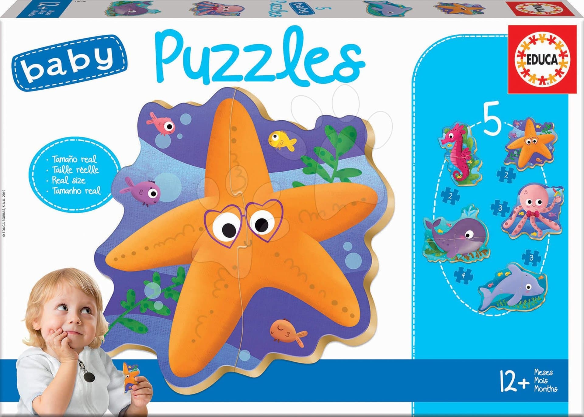 Puzzle pre najmenších Baby 5 Educa Morské zvieratká od 12 mes 1