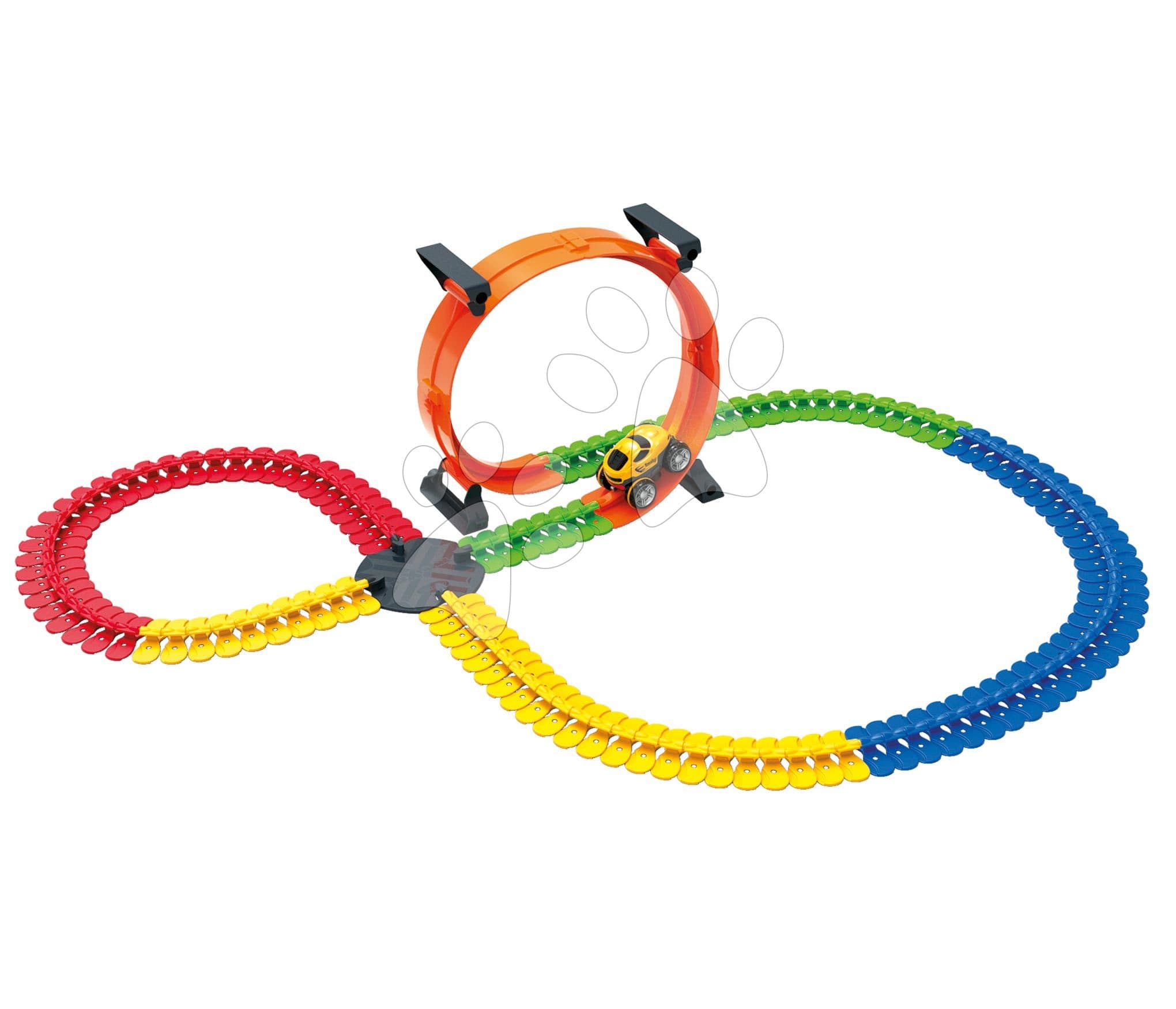 Flexibilná autodráha s oblúkom Flextreme Superloop Circuit Smoby vertikálno-horizontálne s autom 145 dielov od 4 rokov