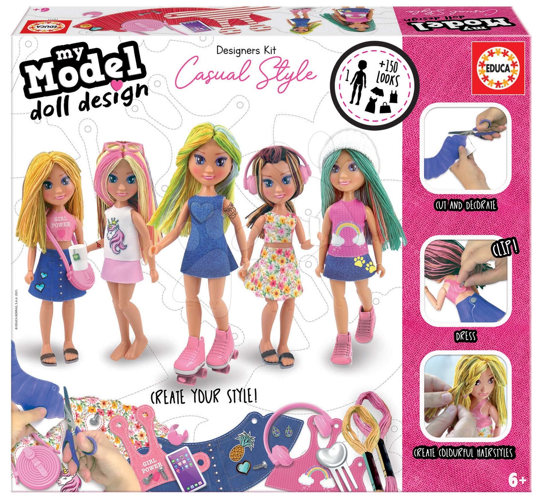 Kreatívne tvorenie My Model Doll Design Casual Style Educa vyrob si vlastné mestské bábiky 5 modelov od 6 rokov