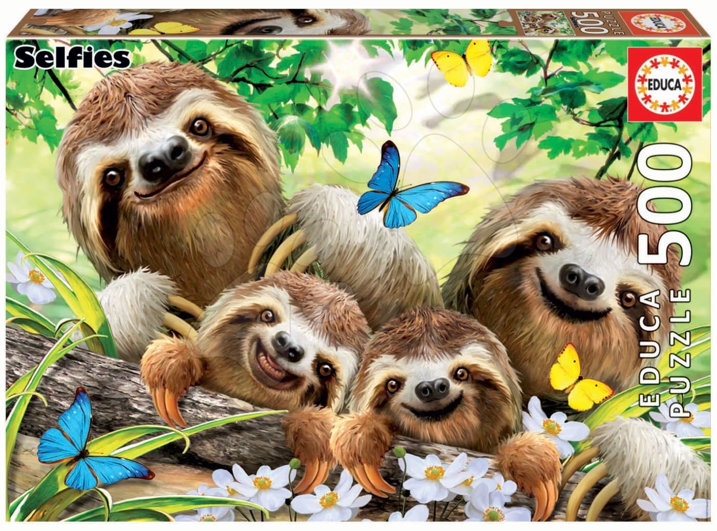 Puzzle Sloth Family Selfie Educa 500 dielov a Fix lepidlo od 11 rokov 1