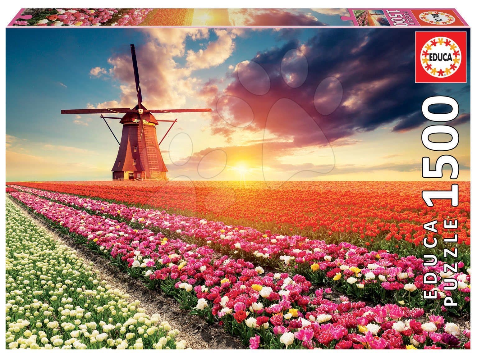 Puzzle Tulips Landscape Educa 1500 dielov a Fix lepidlo od 11 rokov 1