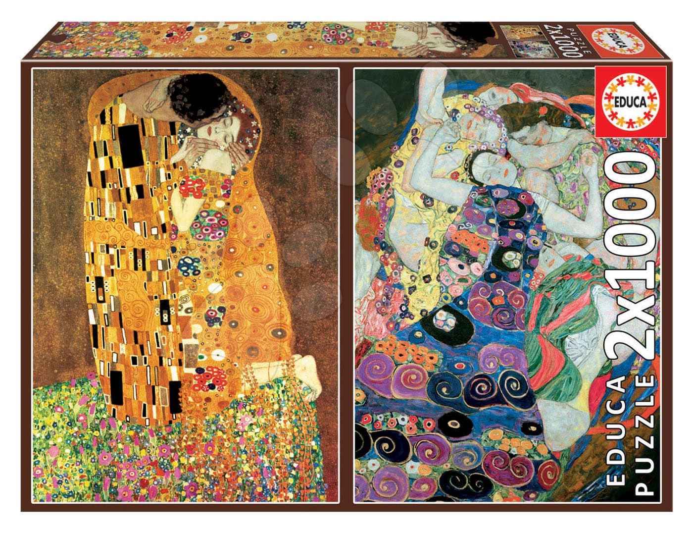Puzzle El Beso+La Virgen Gustav Klimt Educa 2x1000 dielov a Fix lepidlo od 11 rokov 1