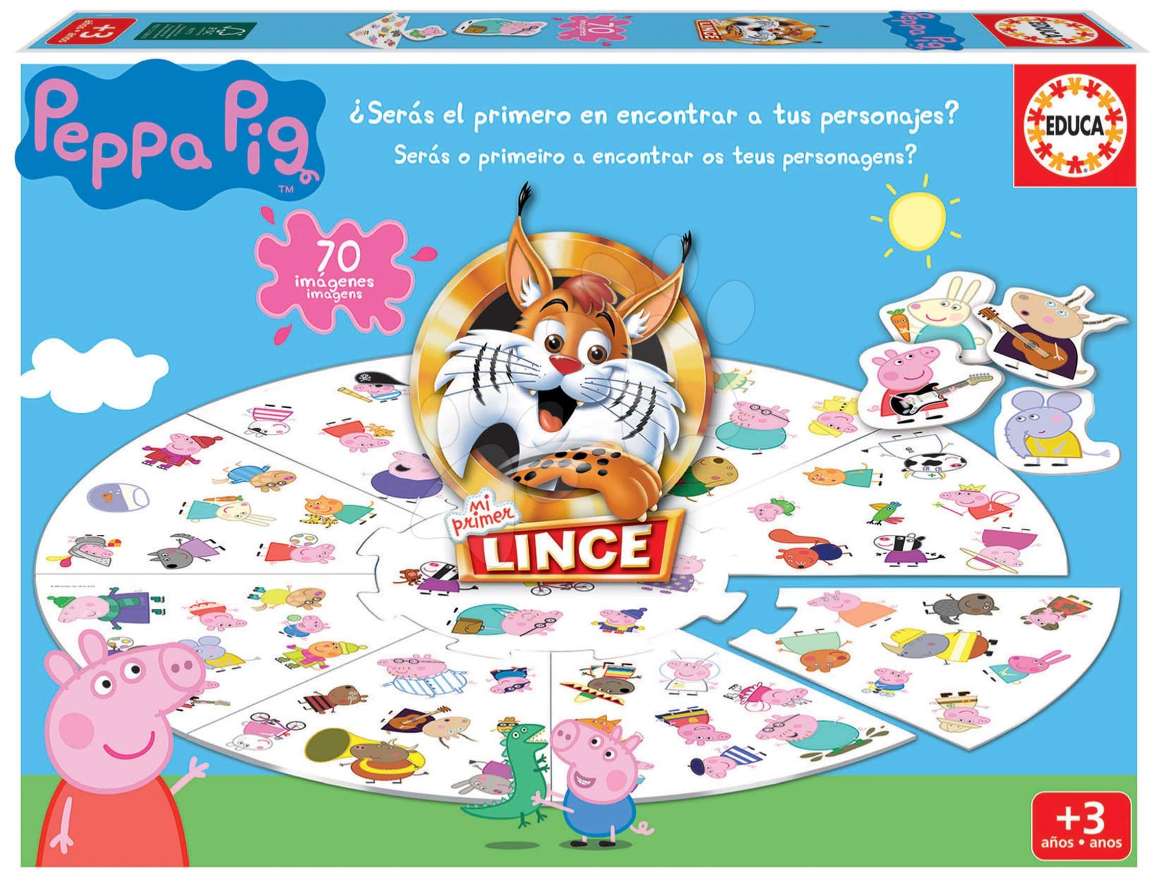 Spoločenská hra Rýchly ako rys Lynx Peppa Pig Educa španielsky 70 obrázkov 1