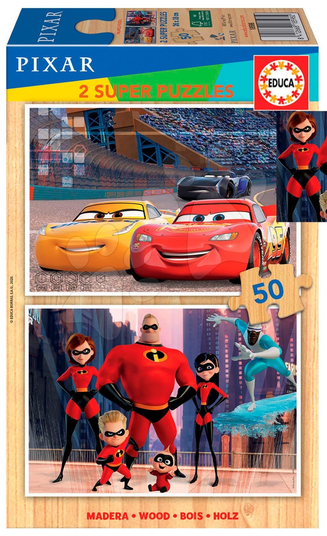 Drevené puzzle Pixar Disney Educa 2x50 dielov od 5 rokov 1