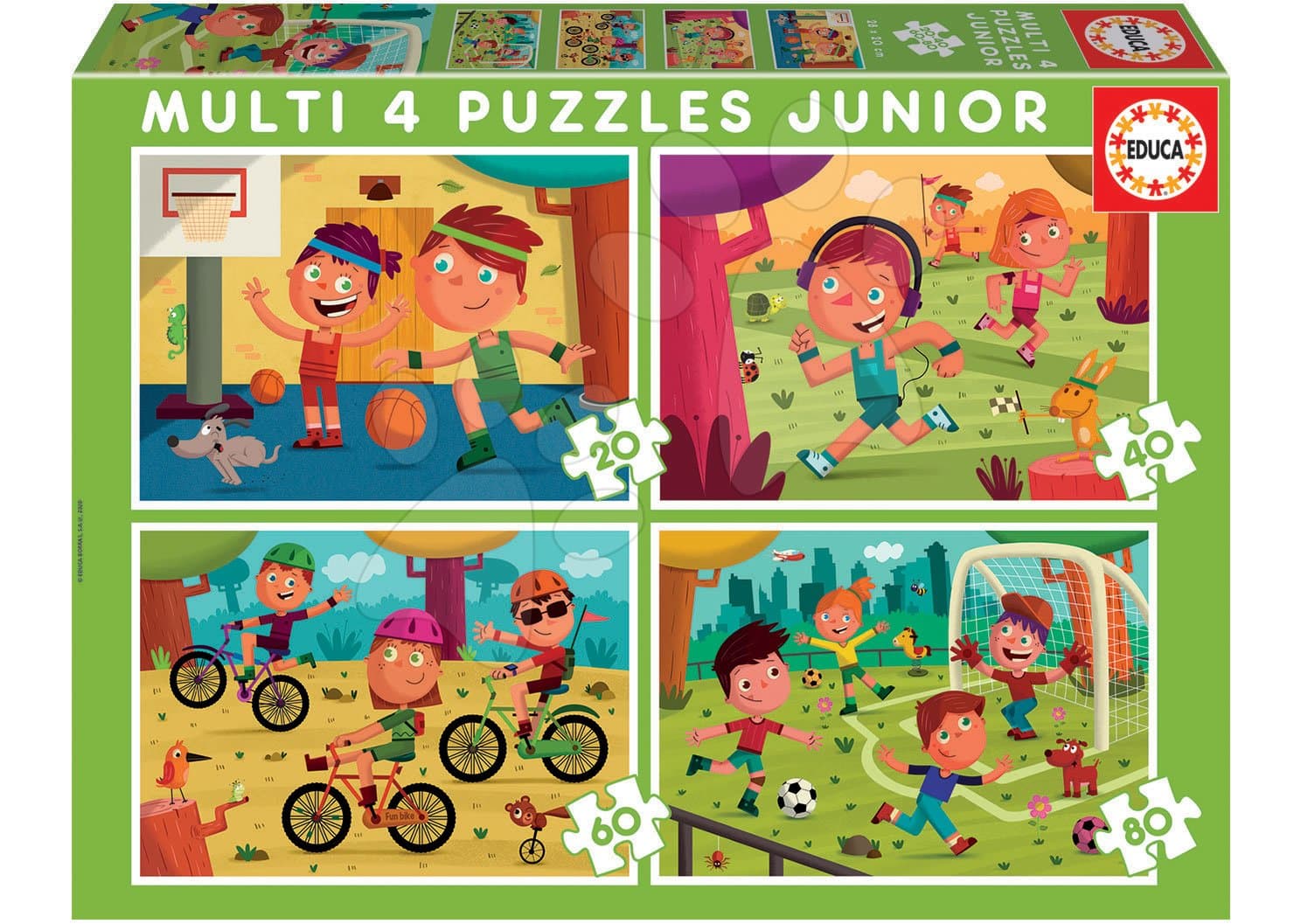 Puzzle Multi 4 Junior Sport Educa 20-40-60-80 dielov od 4 rokov 1