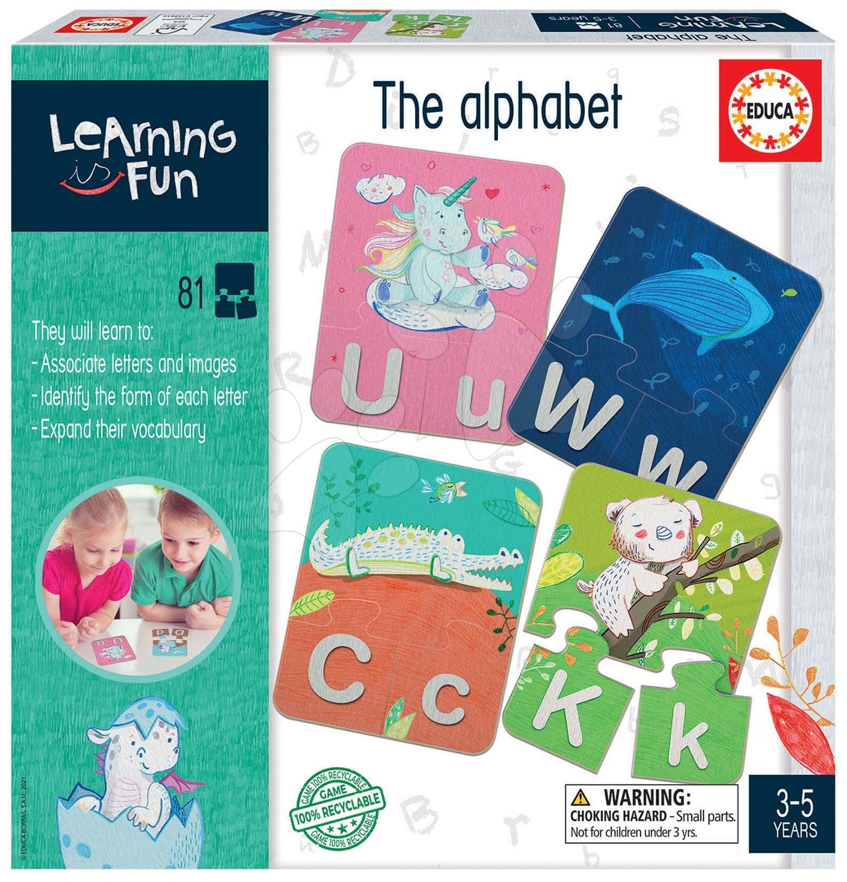 Náučná hra pre najmenších The Alphabet Educa Učíme sa abecedu s obrázkami 78 dielov 1