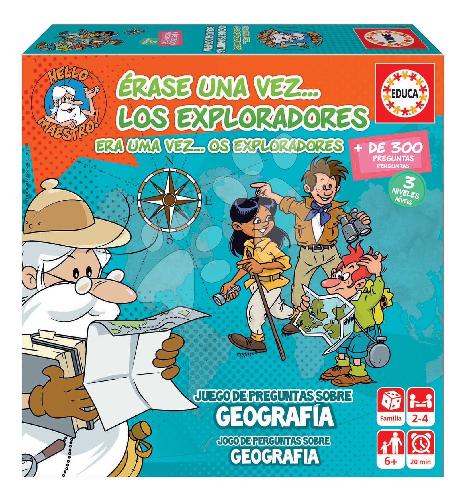 Spoločenská hra vedomostná Once upon a time The Explorers Educa Učíme sa o geografii 300 otázok v španielčine a portugalčine od 6 rokov