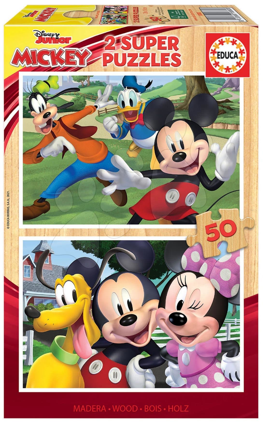 Drevené puzzle Mickey&Friends Educa 2x50 dielov od 5 rokov 1
