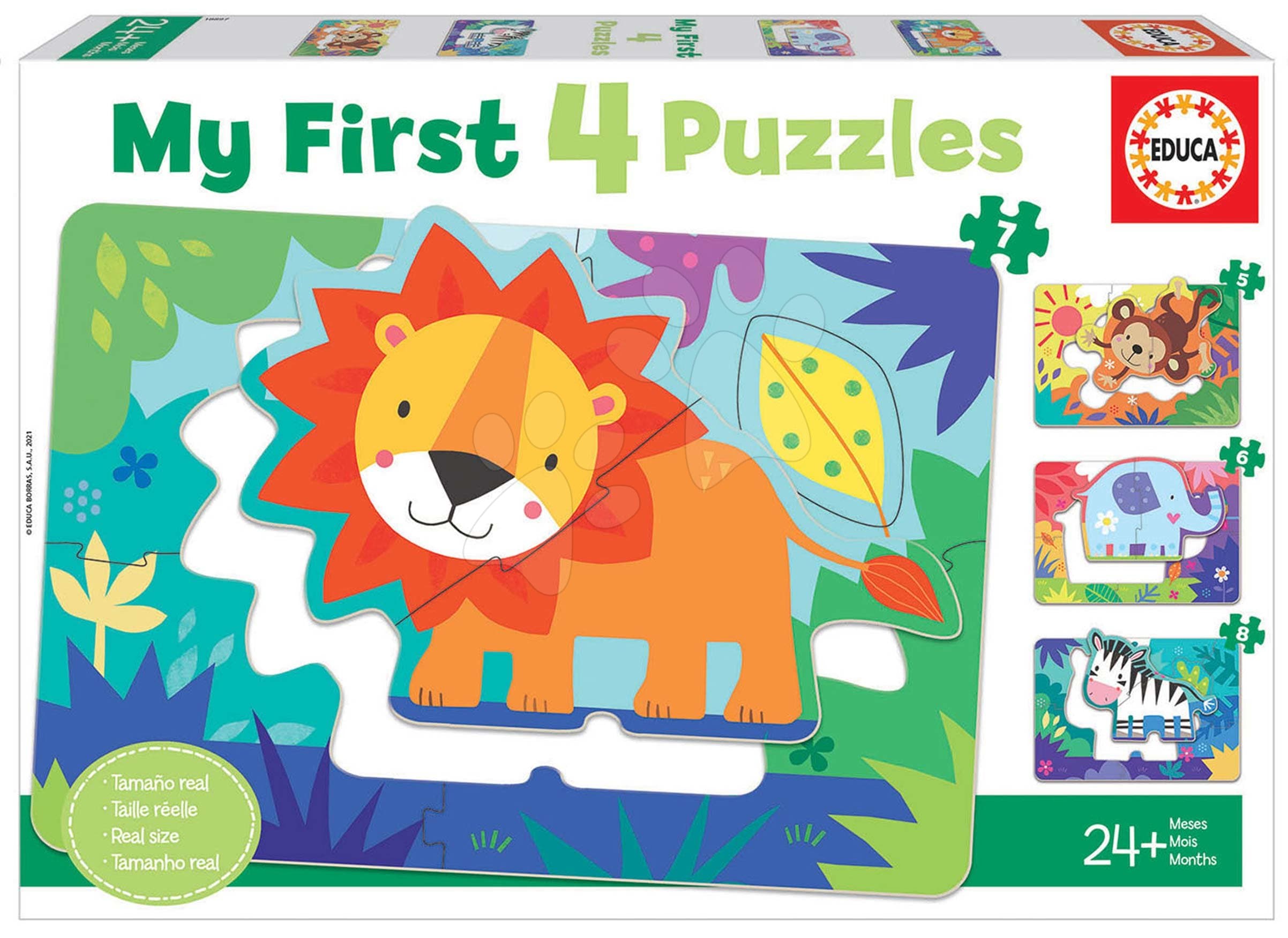 Puzzle pre najmenších My Jungle Animals Progressive Educa zvieratká v džungli 5-6-7-8 dielov od 24 mes 1