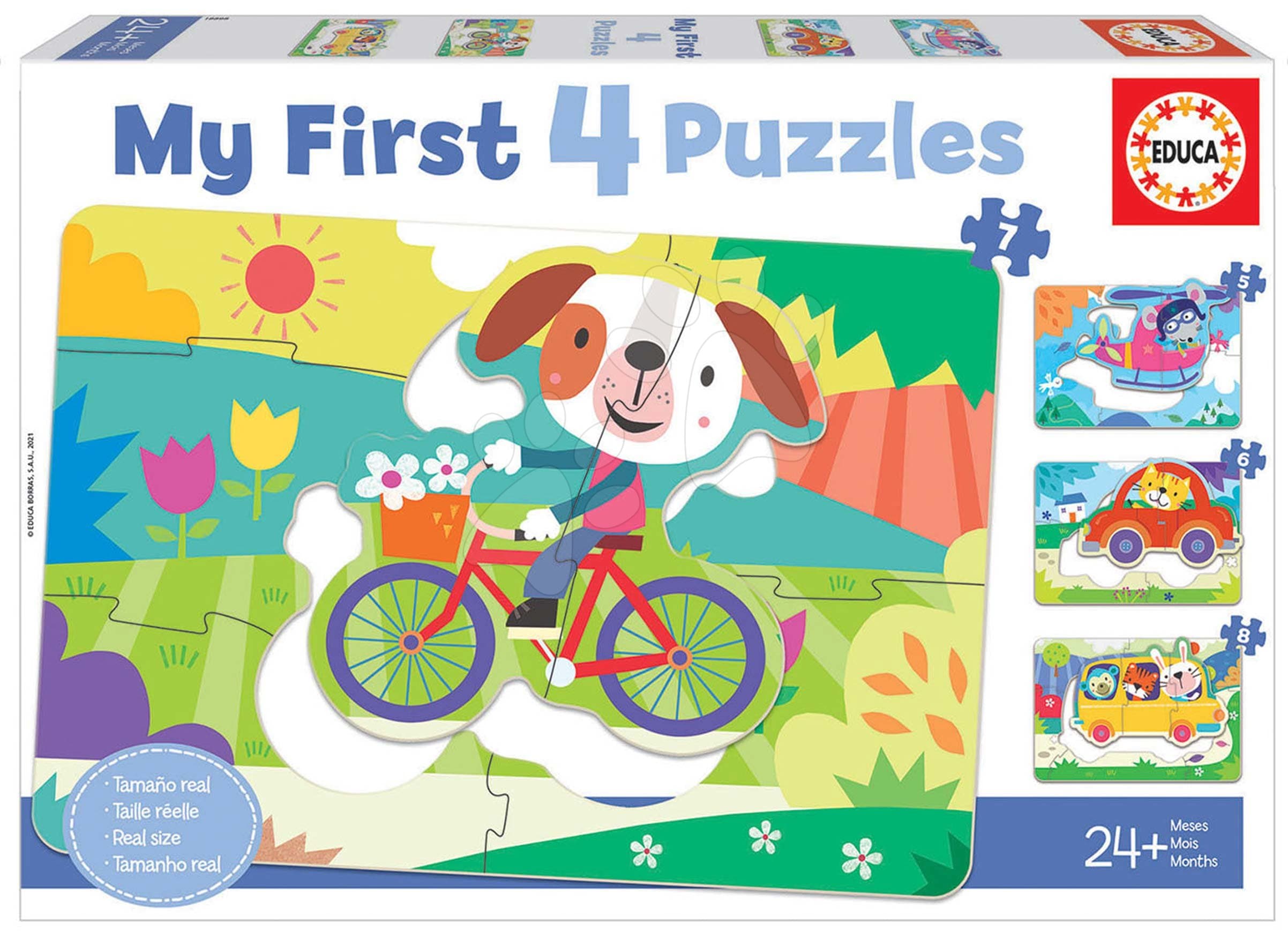 Puzzle pre najmenších My Vehicles Progressive Educa autíčka so zvieratkami 5-6-7-8 dielov od 24 mes 1