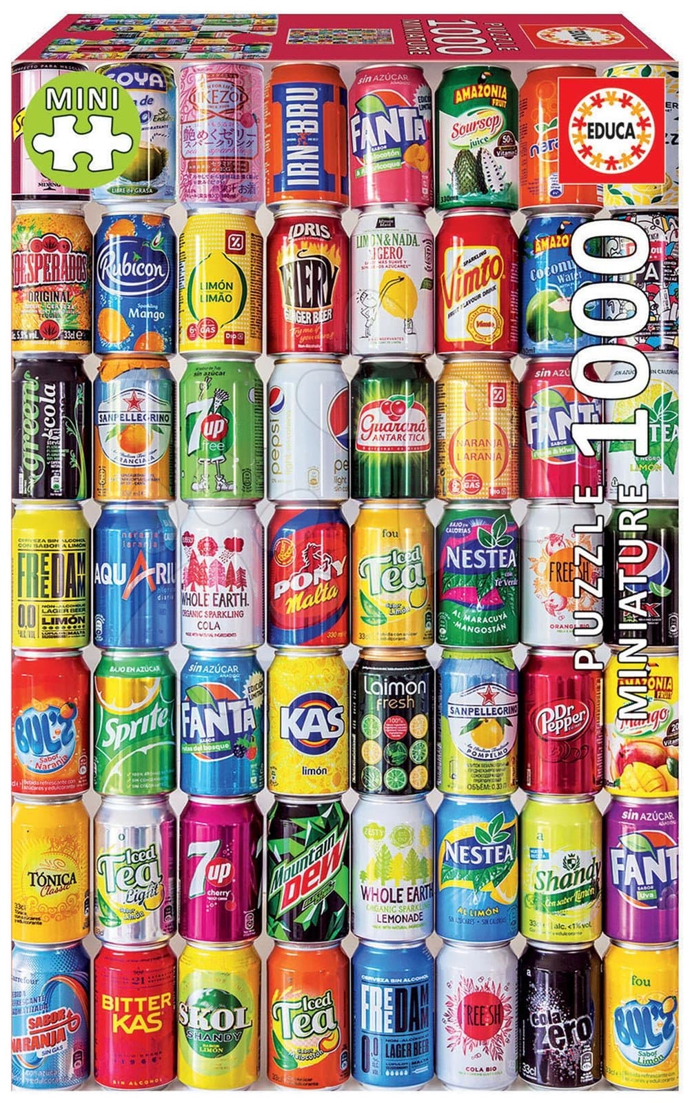 Puzzle Miniature series Soft Cans Educa 1000 dielov a Fix lepidlo od 12 rokov 1