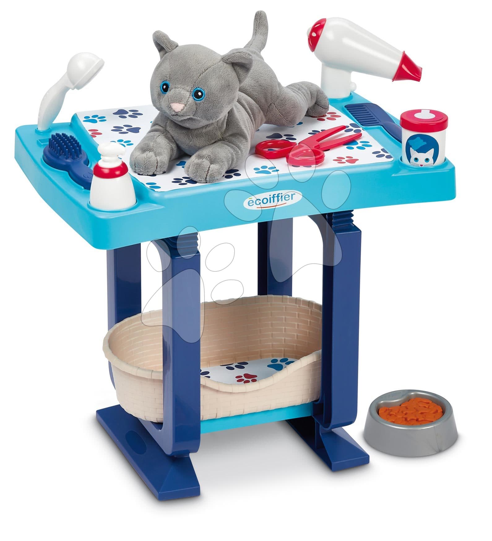 Opatrovateľský kútik pre mačičku Cat Care and Grooming Écoiffier s pelechom a 9 doplnkami od 18 mes 1