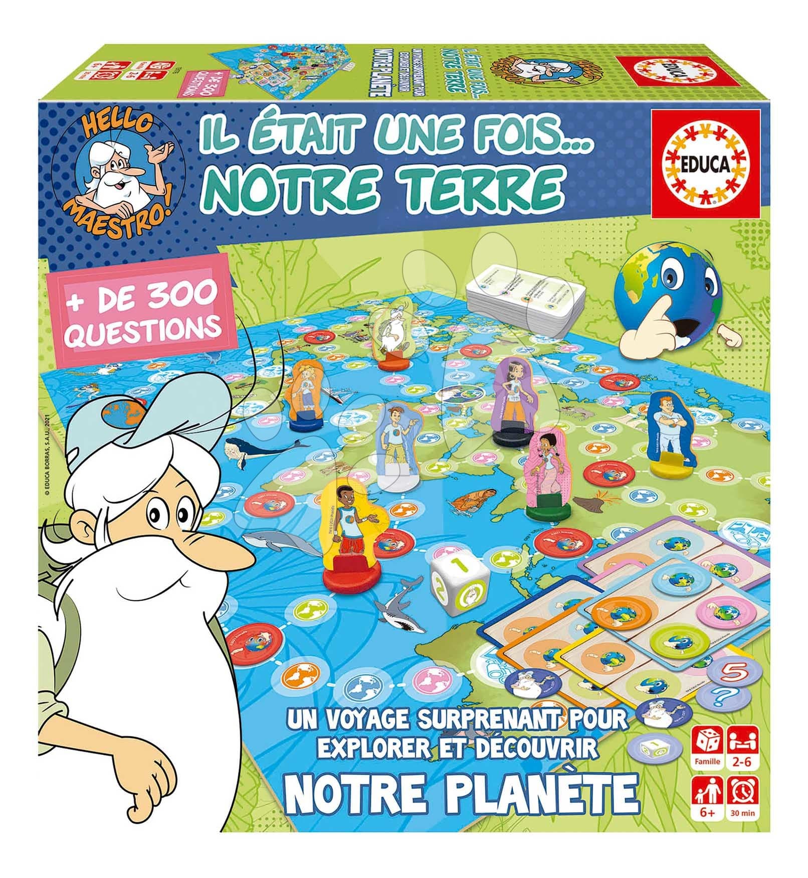 Spoločenská hra Hello Maestro Notre Terre-Le Jeu Educa vo francúzštine pre 2-6 hráčov od 6 rokov