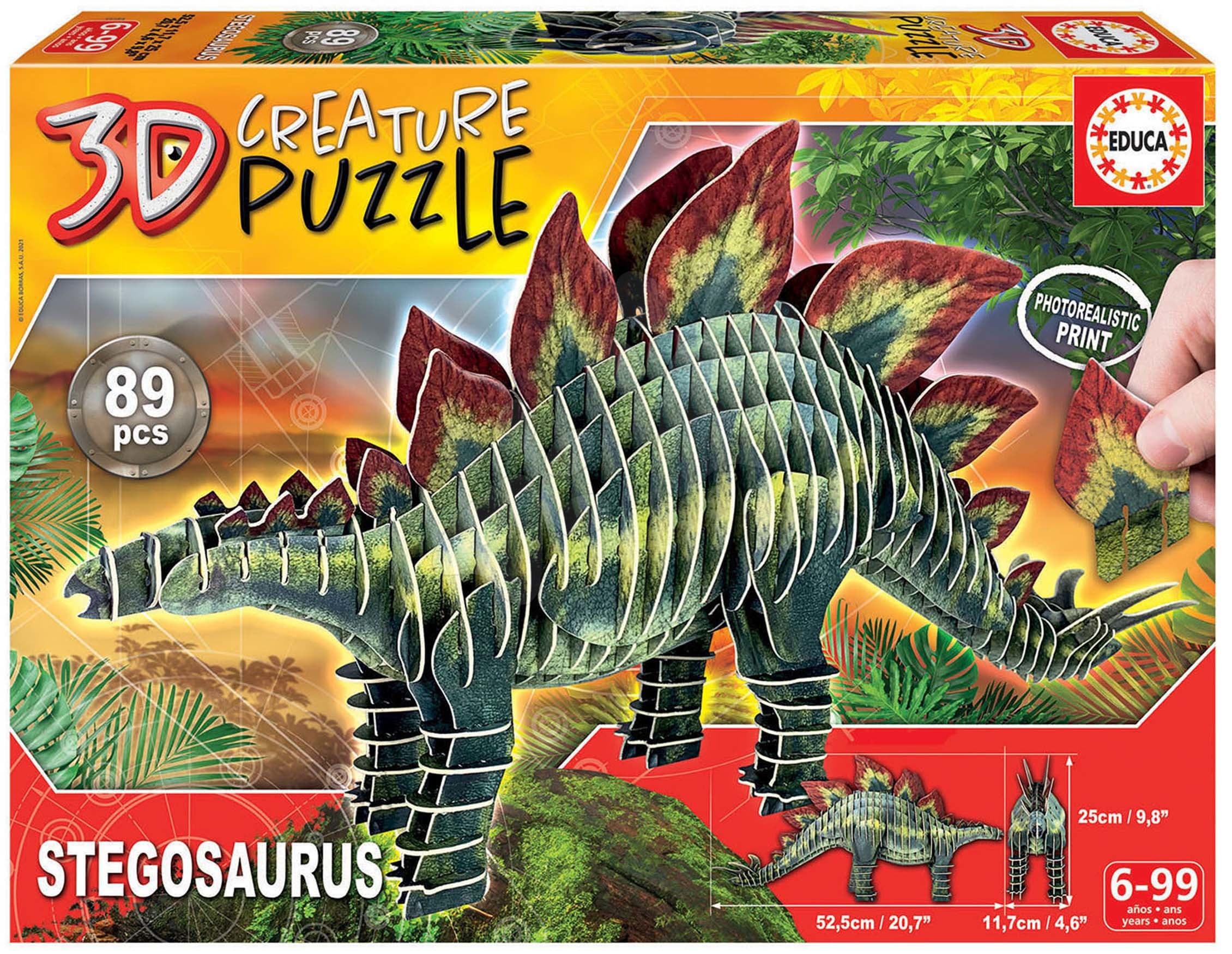 Puzzle dinosaurus Stegosaurus 3D Creature Educa 89 dielov od 6 rokov 1
