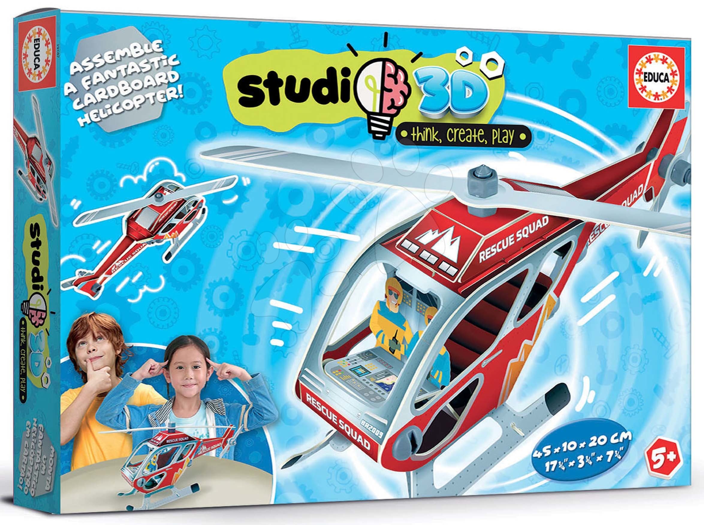 Puzzle dopravné prostriedky Helicopter 3D Studio Educa s plastovými šróbmi od 5 rokov 1