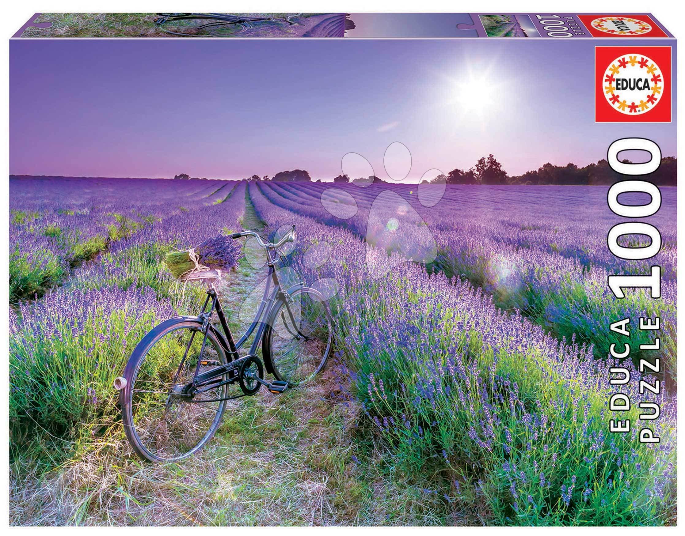 Puzzle Bike in a Lavender Field Educa 1000 dielov a Fix lepidlo 1