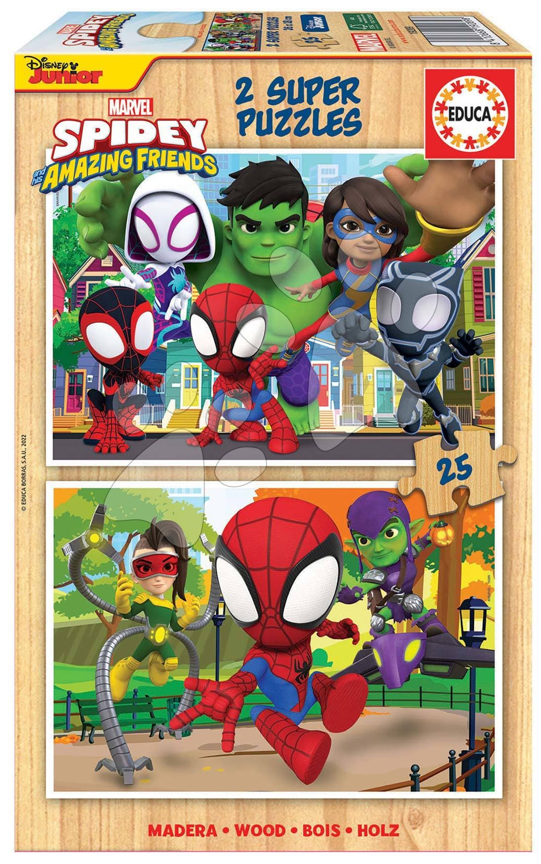 Drevené puzzle Spidey & his Amazing Friends Disney Educa 2x25 dielov 1