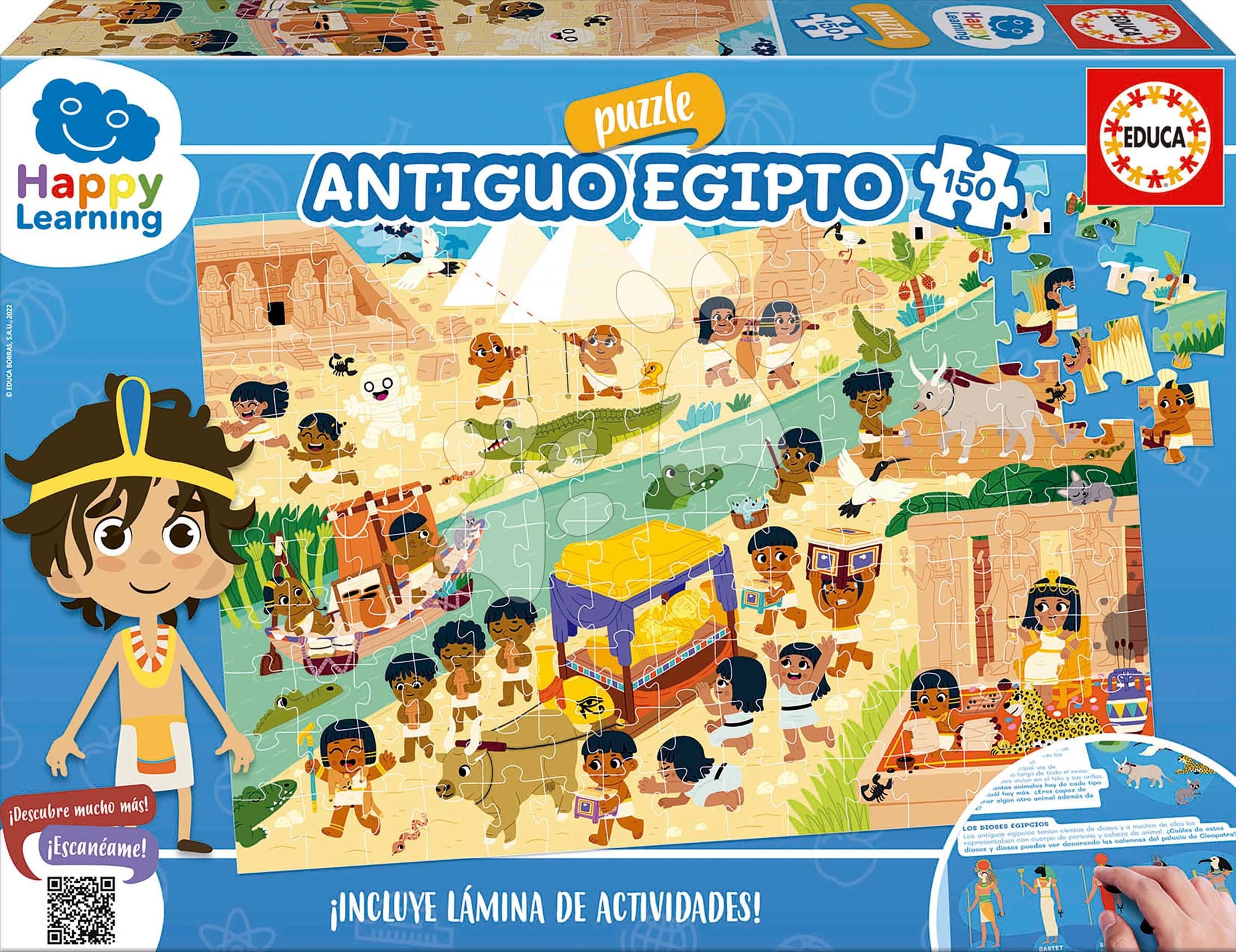 Puzzle vzdelávacie Egypt Happy Learning Educa 150 dielov s aktivitami v španielčine od 6 rokov 1