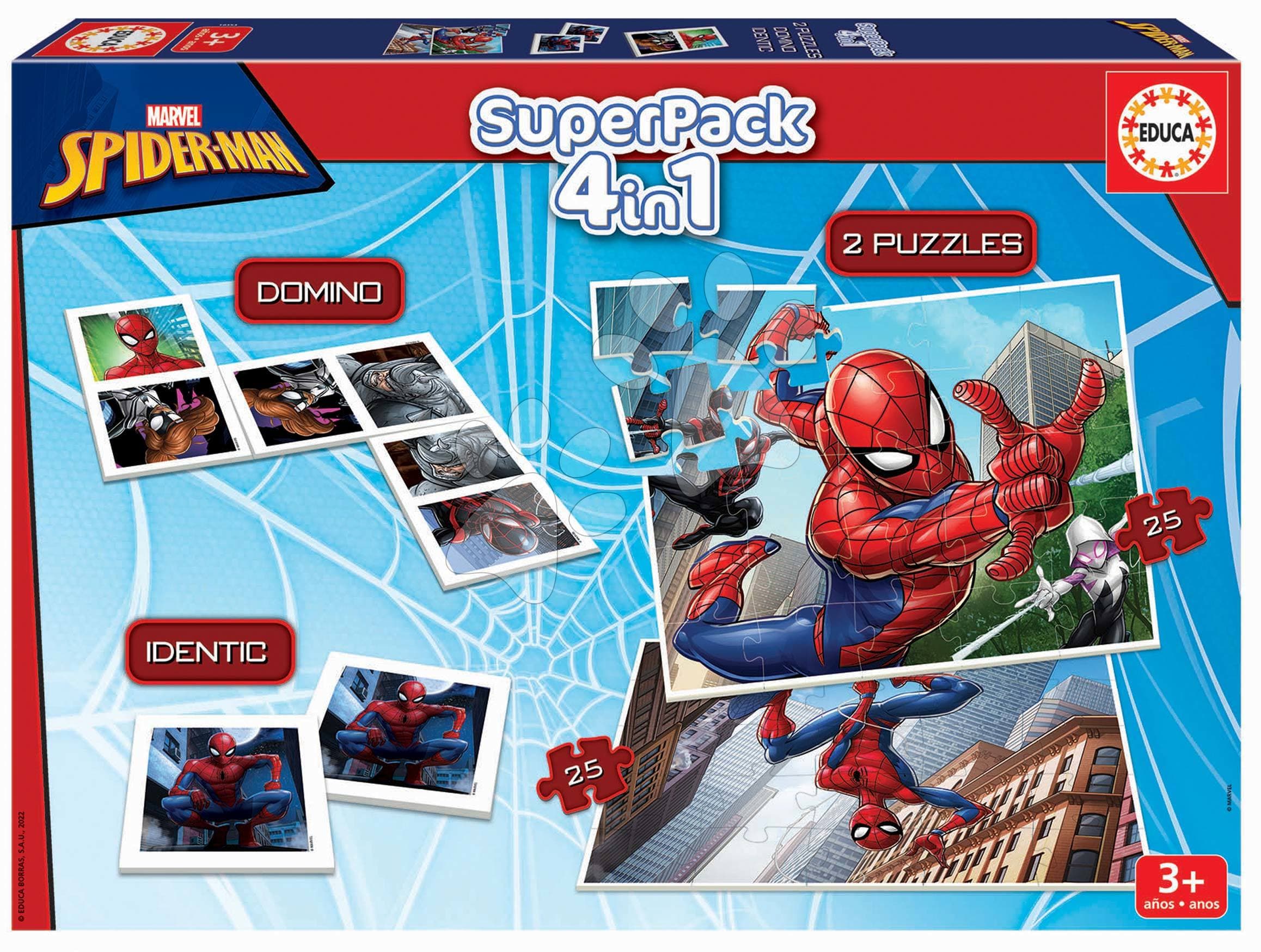 Superpack 4v1 Spider-man Educa domino pexeso a 2 puzzle s 25 dielikmi 1