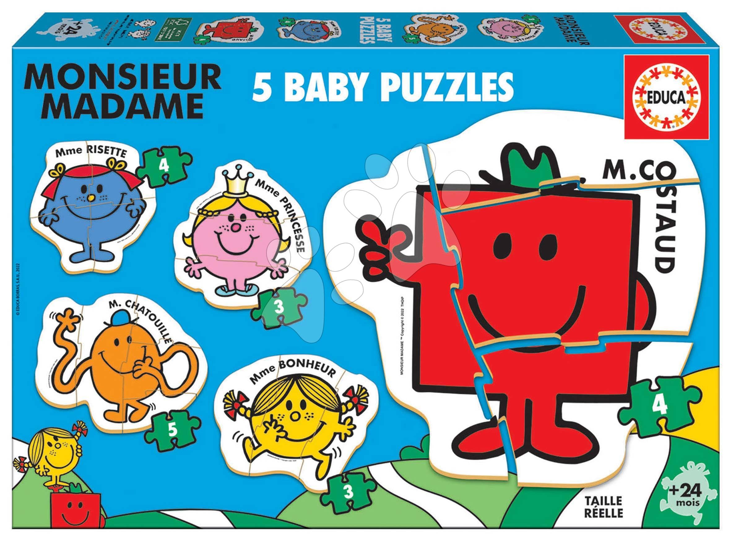 Puzzle pre najmenších Baby Puzzles Monsieur Madame Educa 5-obrázkové od 24 mes 1