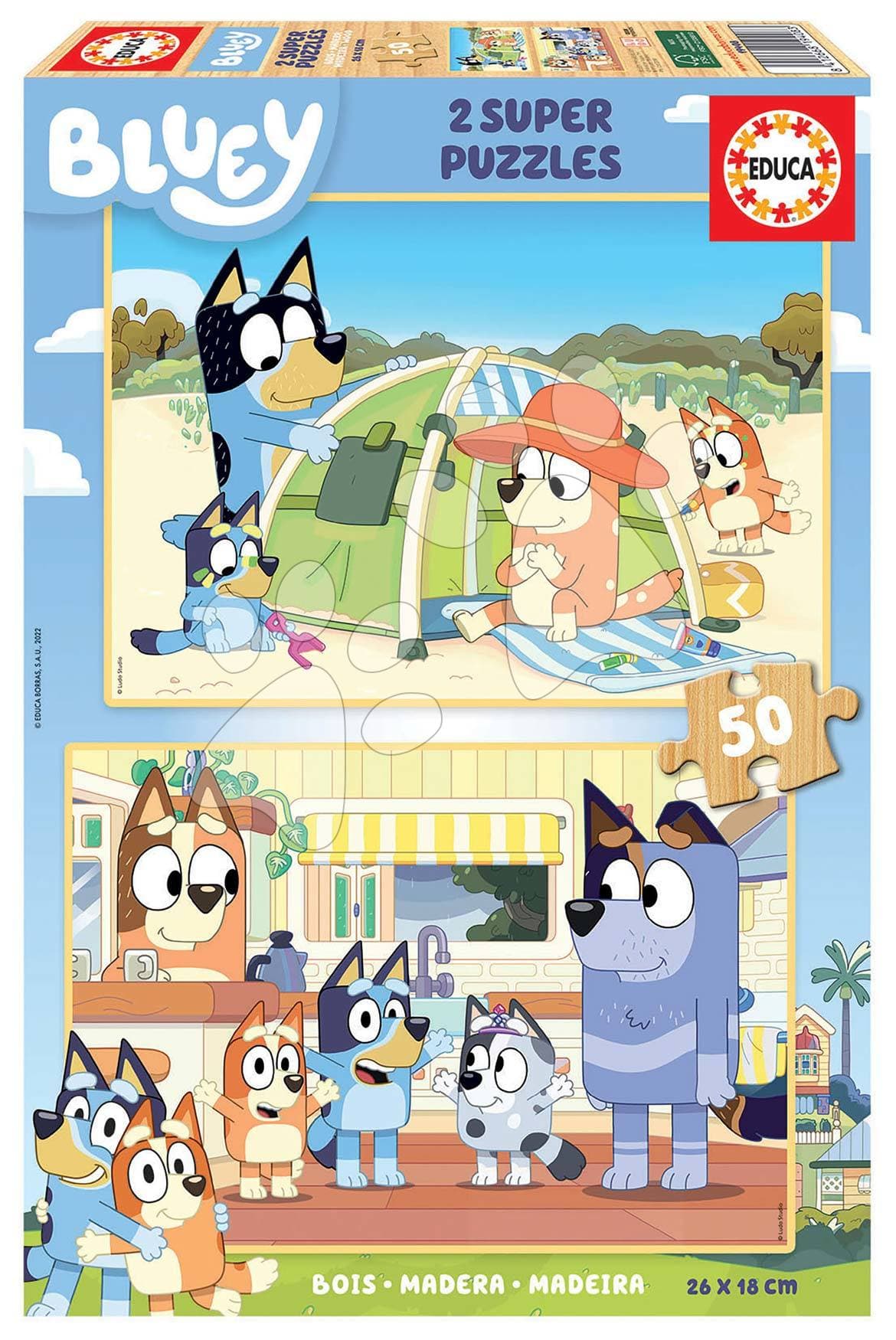 Drevené puzzle Bluey Educa 2x50 dielov 1