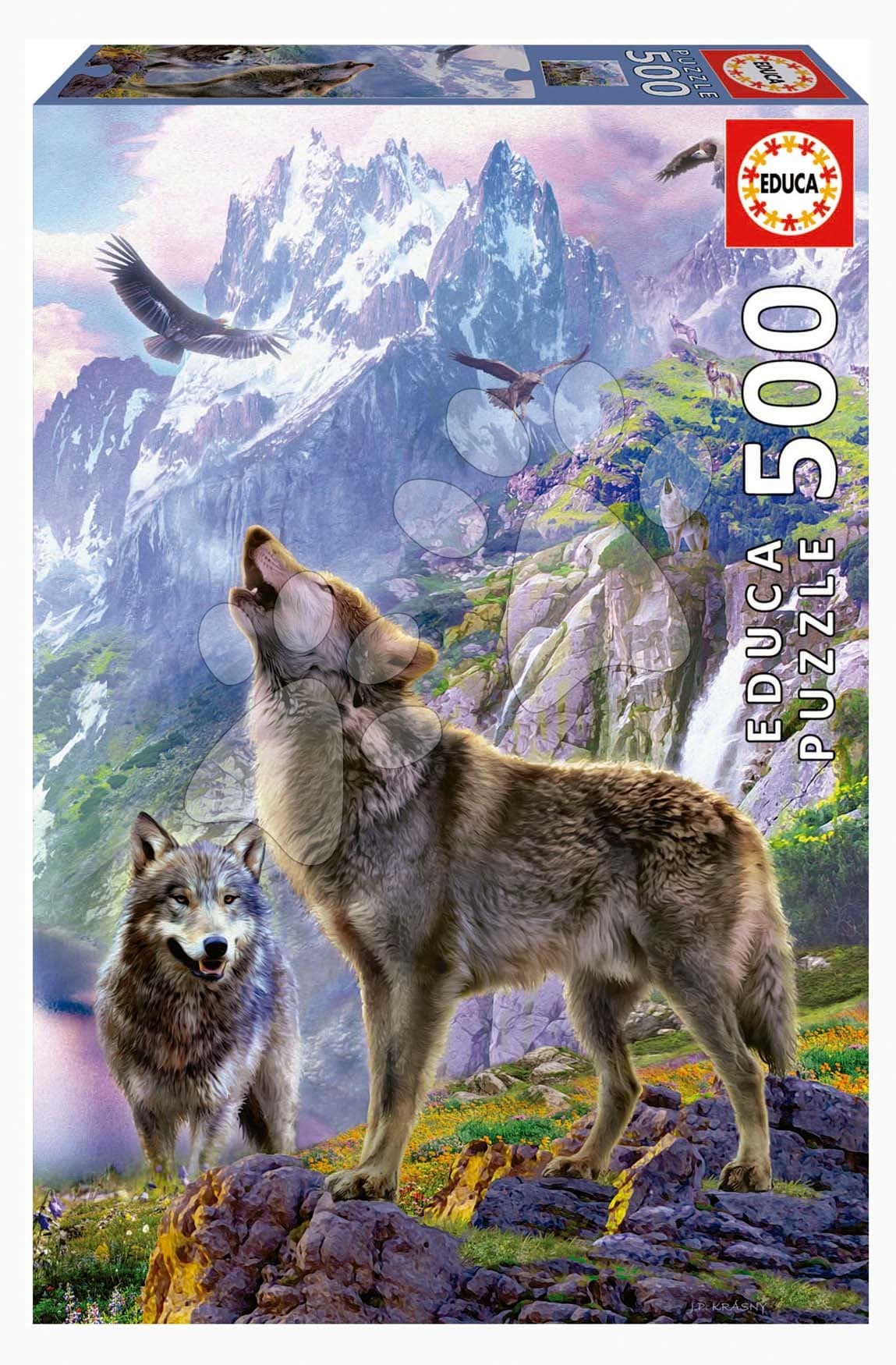 Puzzle Wolves in the rocks Educa 500 dielov a Fix lepidlo 1