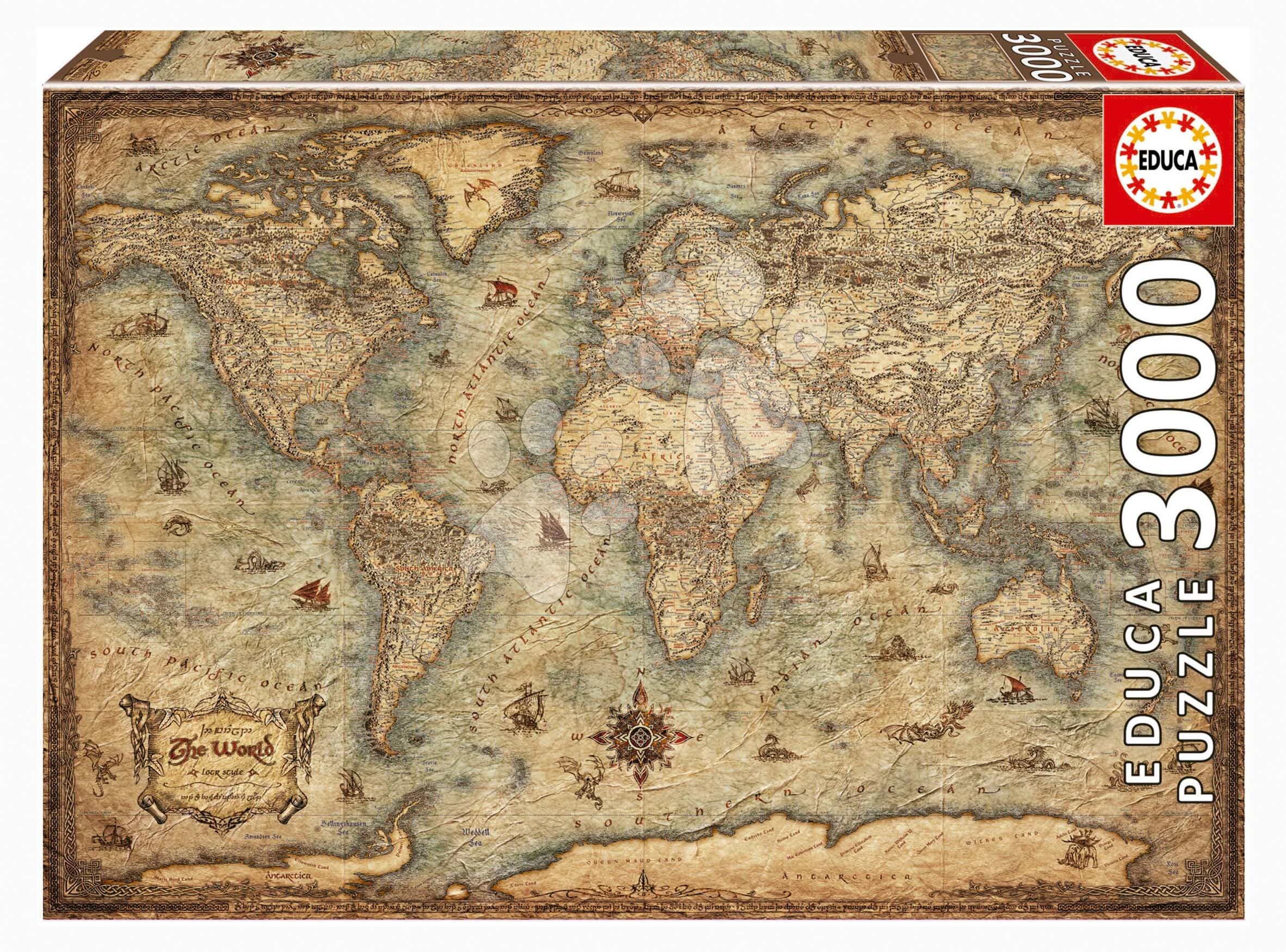 Puzzle Map of the World Educa 3000 dielov 1