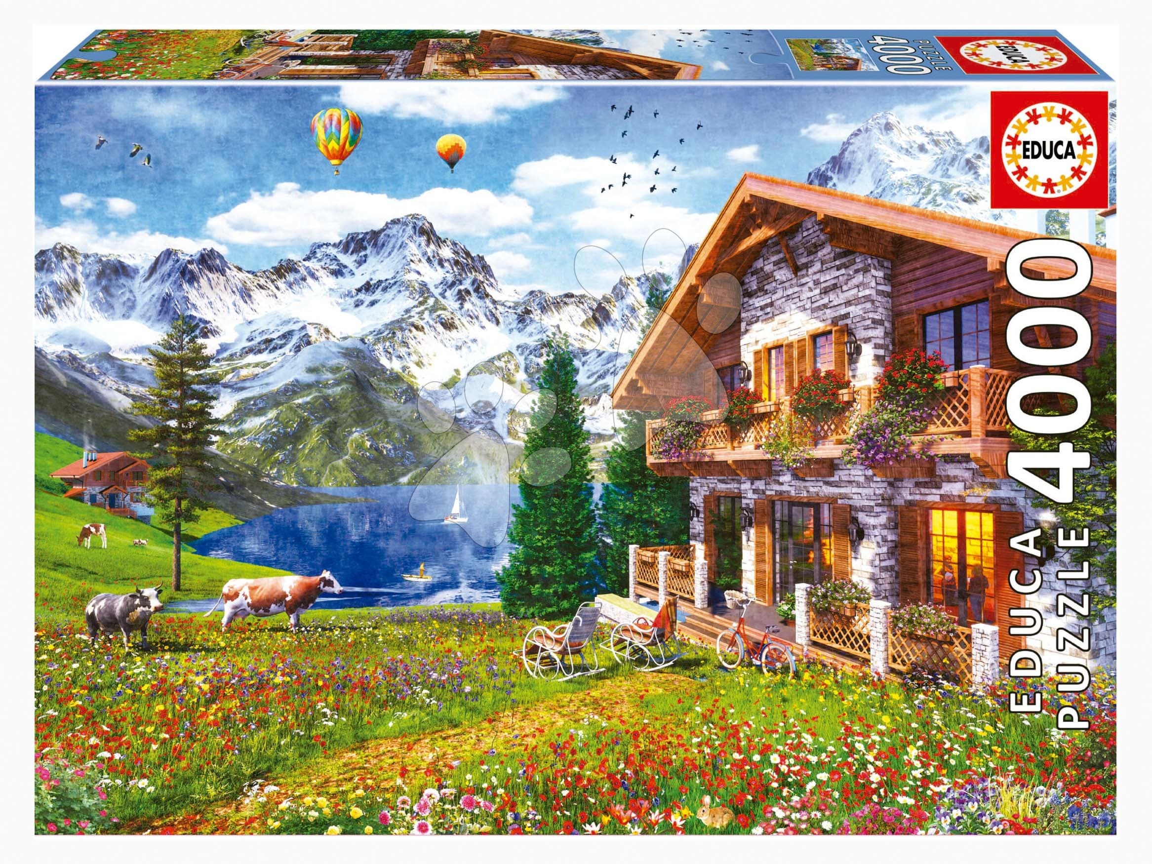 Puzzle Chalet in the Alps Educa 4000 dielov a Fix lepidlo 1