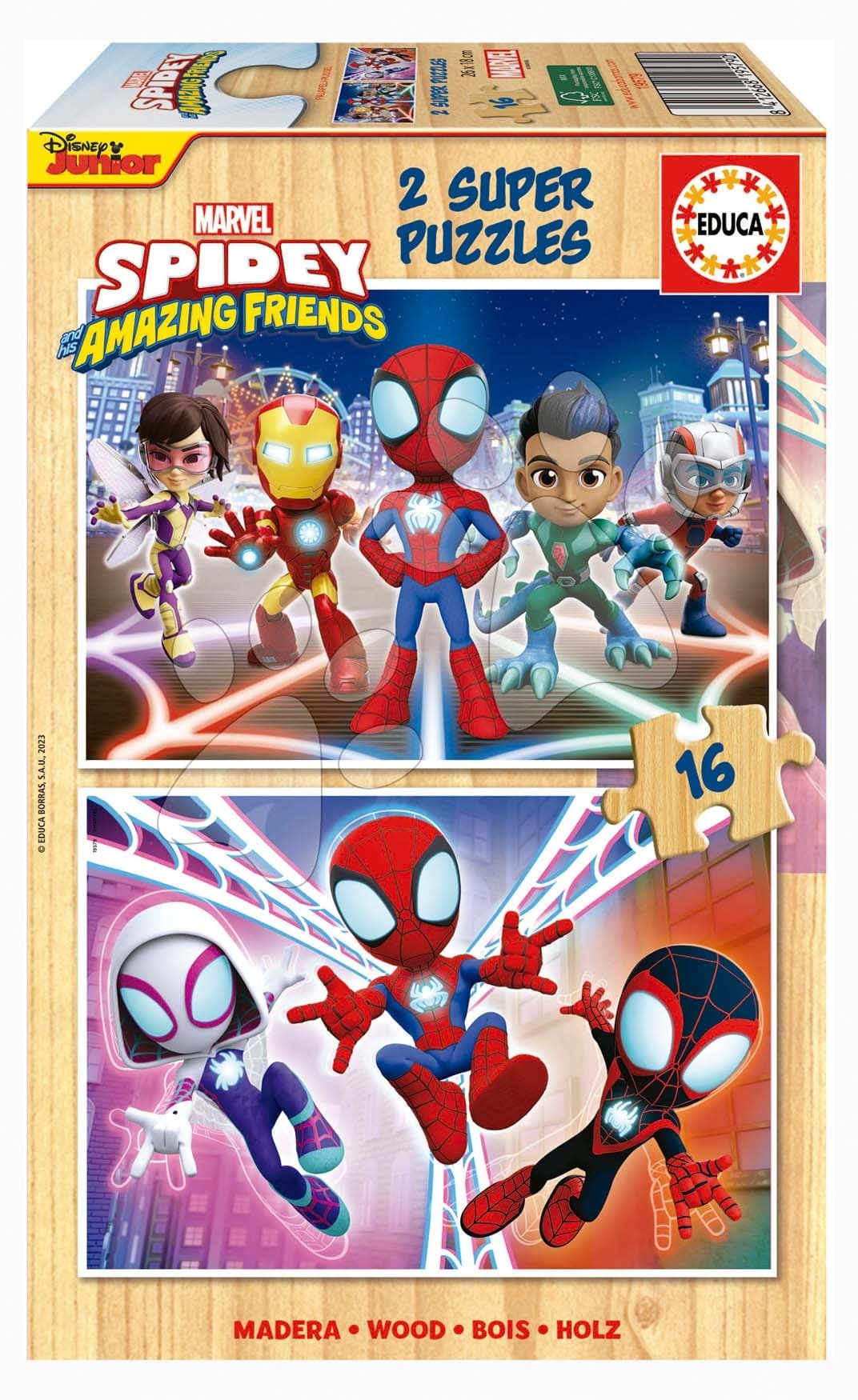 Drevené puzzle Spidey & his Amazing Friends Educa 2x16 dielov 1