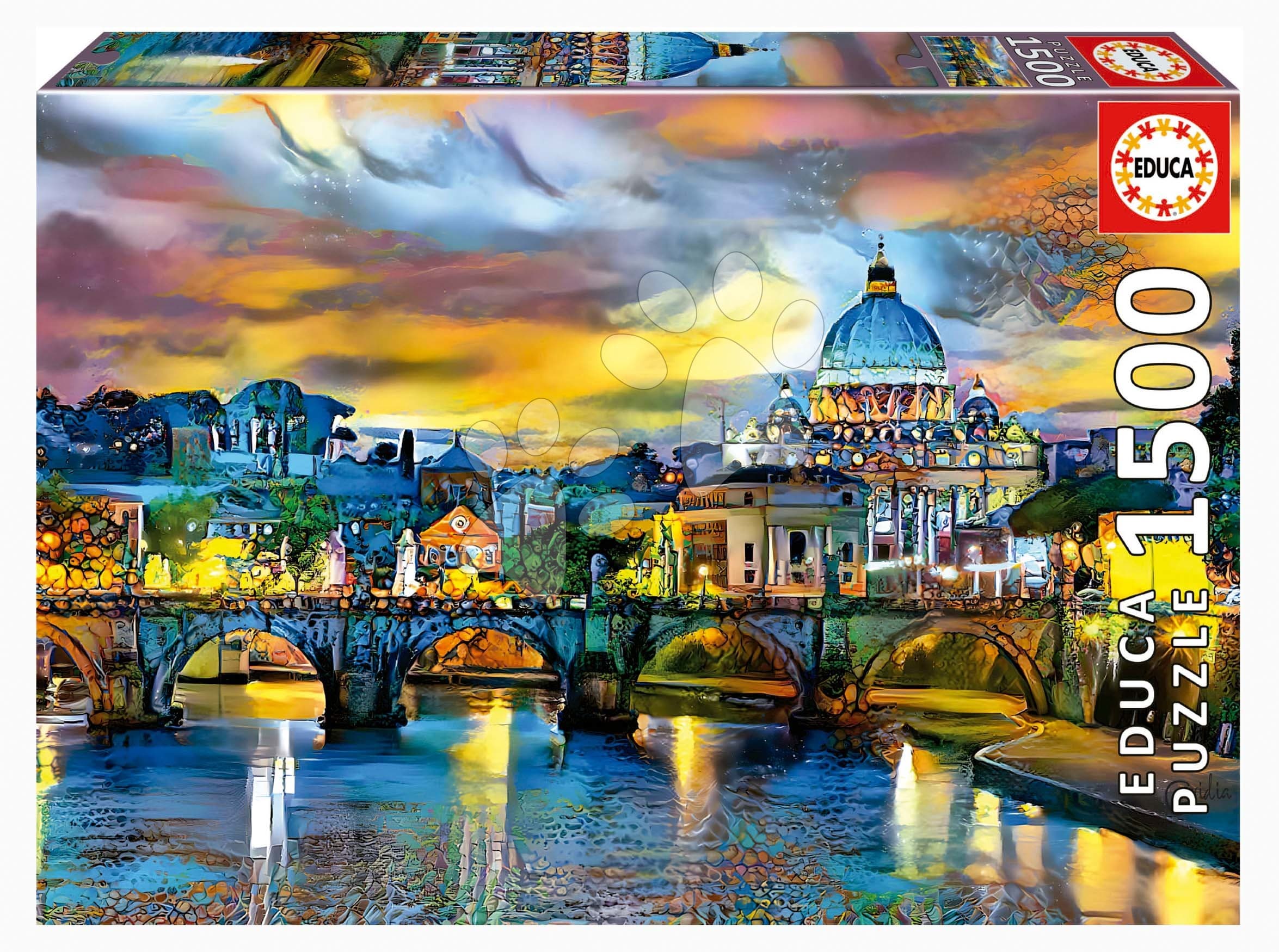 Puzzle St. Peter´s Basilica and the St. Angelo Bridge Educa 1500 dielov a Fix lepidlo 1