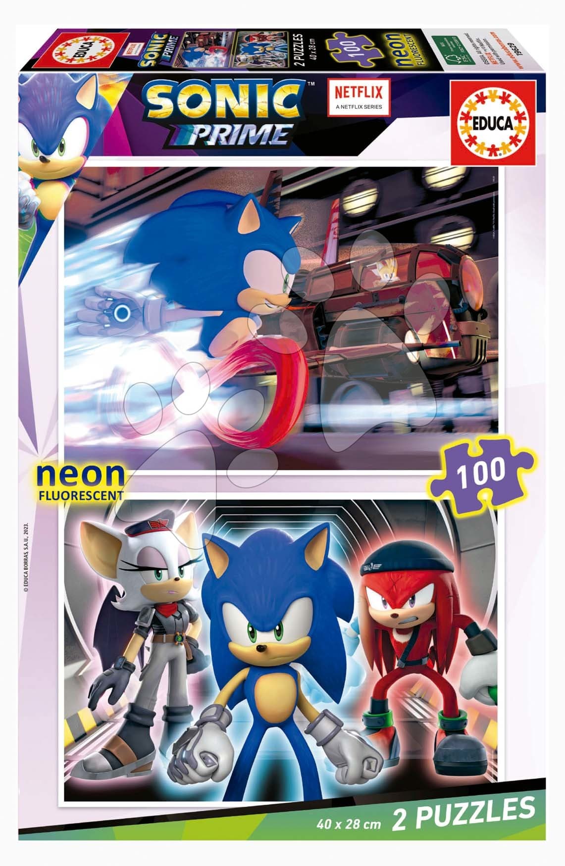 Puzzle Sonic Prime Educa 2x100 dielov svietiace od 6 rokov 1