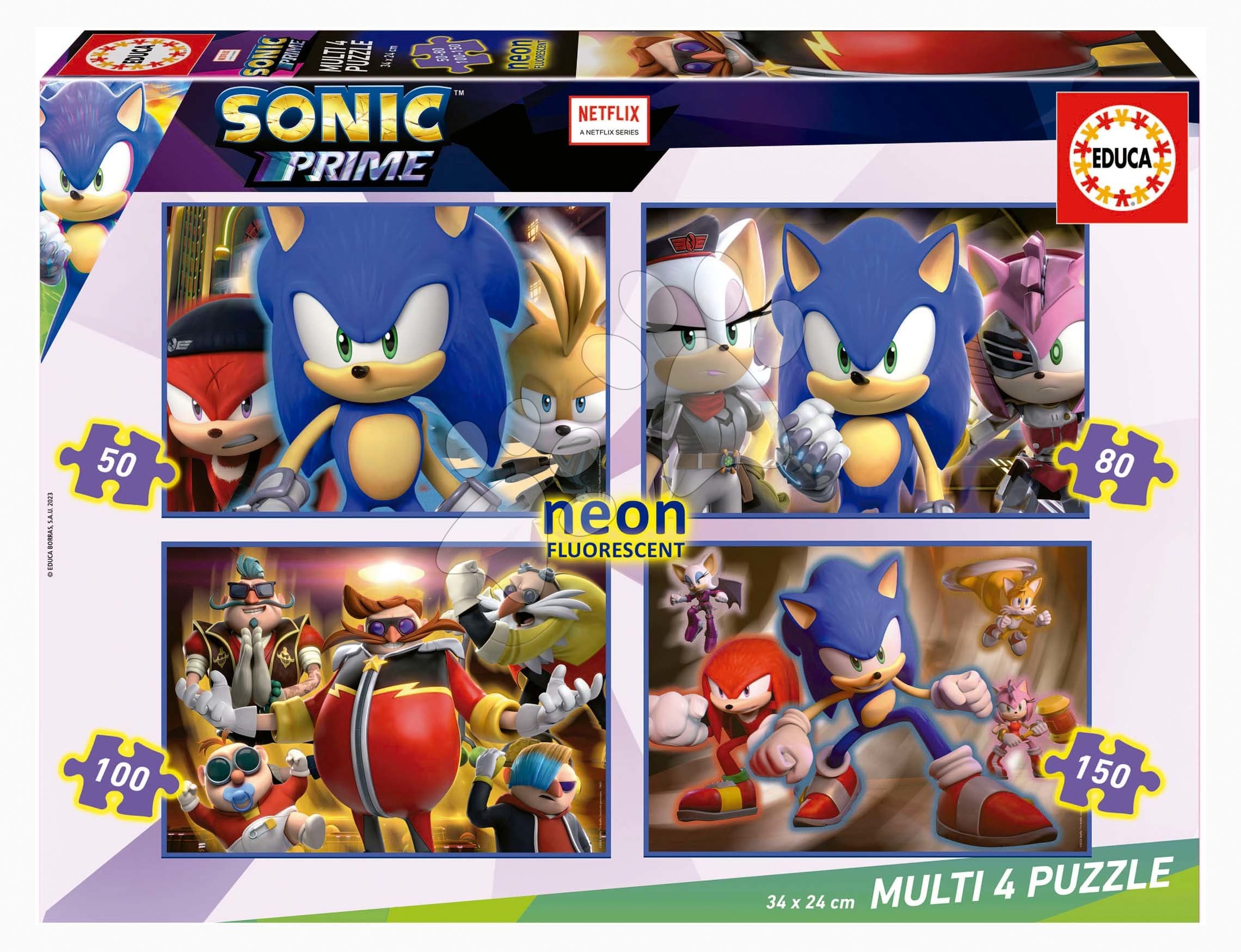 Puzzle Multi 4 Sonic Prime Educa 50-80-100-150 dielov svietiace od 5 rokov 1
