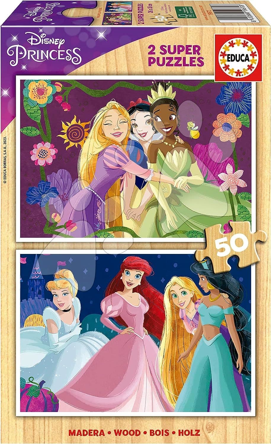 Drevené puzzle Disney Princess Educa 2x50 dielov od 4 rokov 1