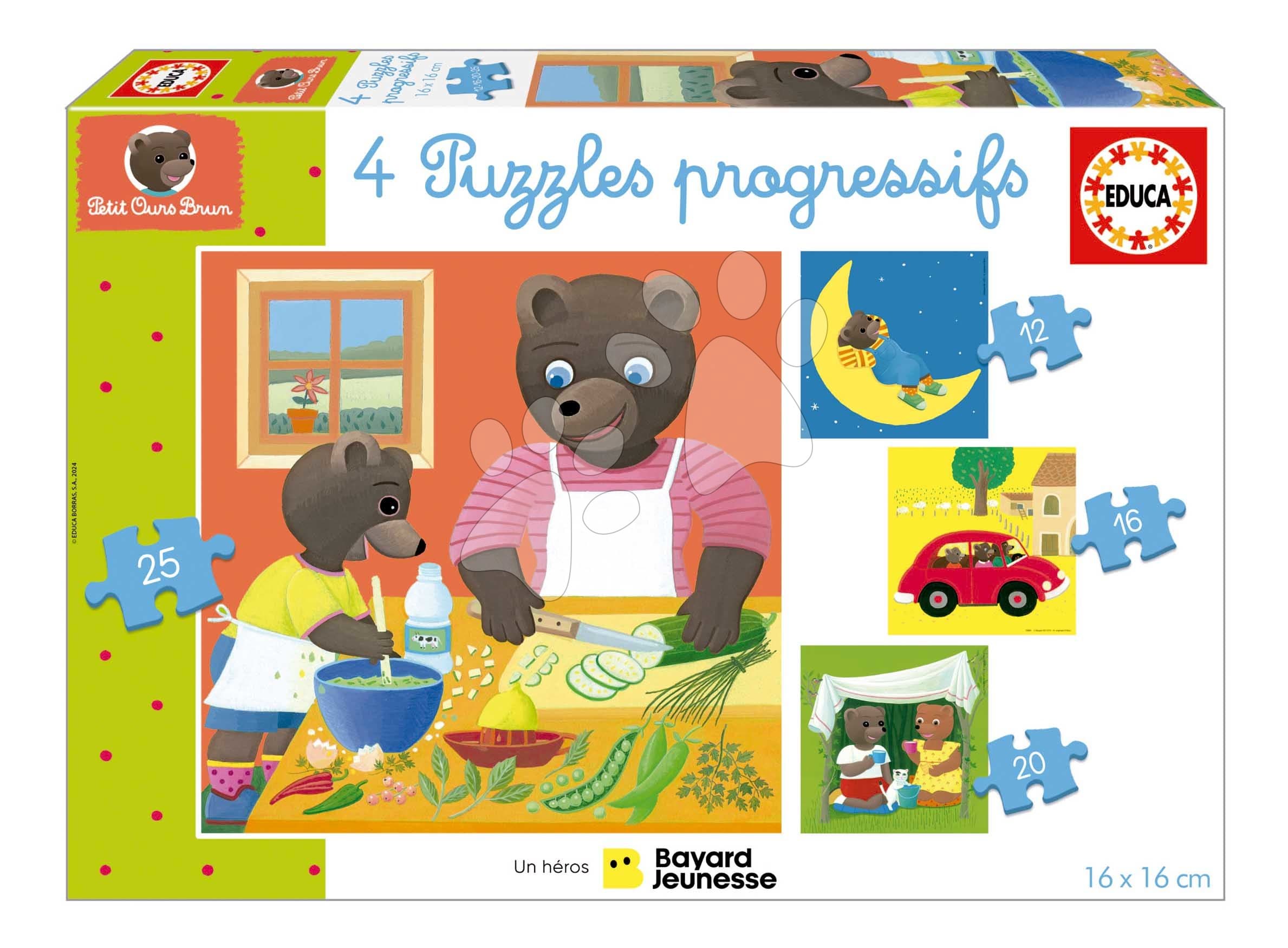 Puzzle Petit Ours Brun Progressive Educa 12-16-20-25 dielov 1