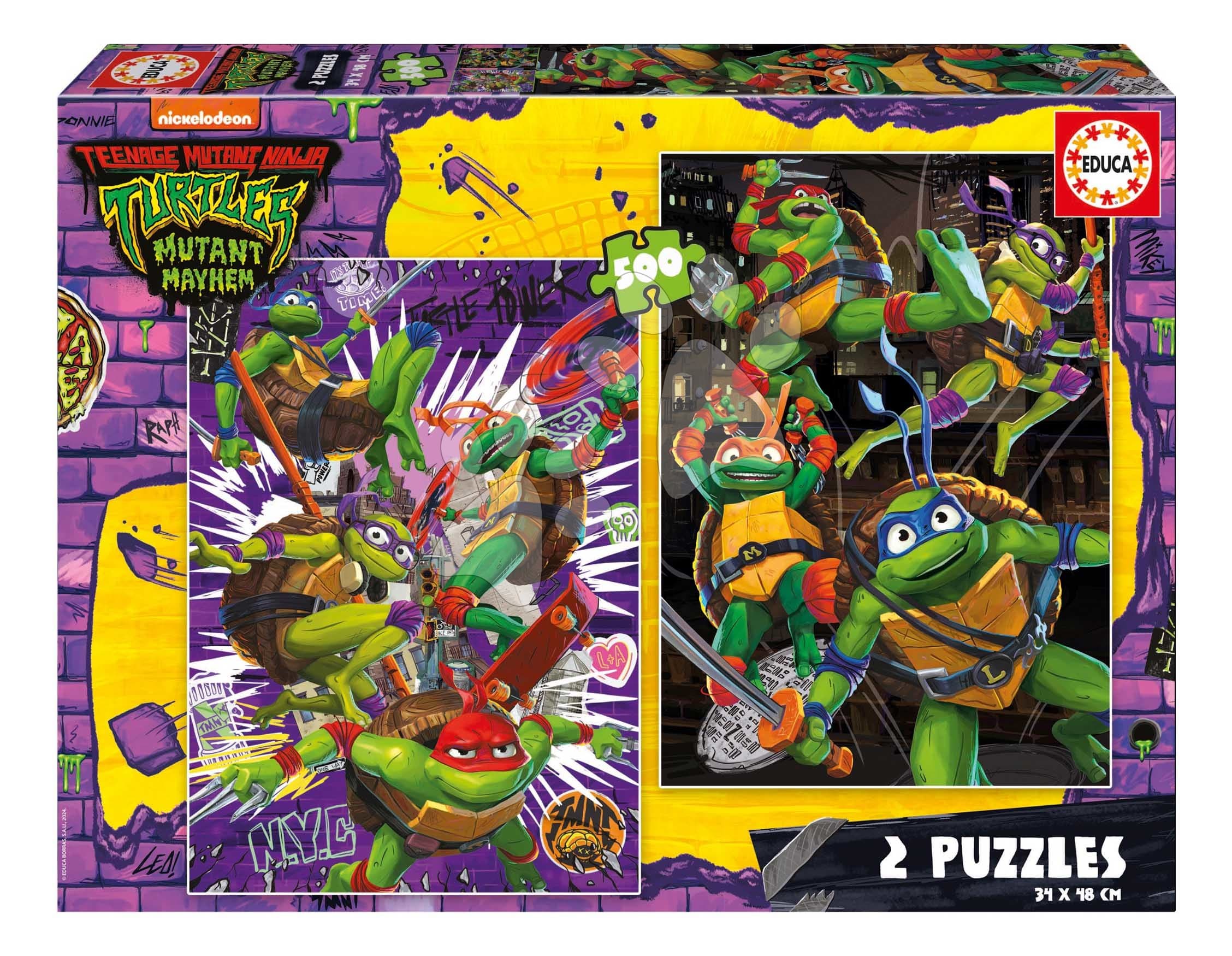 Puzzle Ninja Turtles Educa 2x500 dielov a Fix lepidlo 1