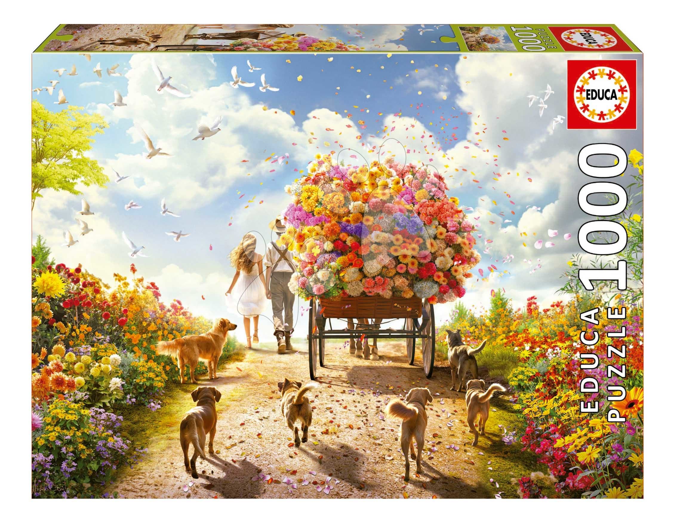 Puzzle Carrying Flowers Educa 1000 dielov a Fix lepidlo 1