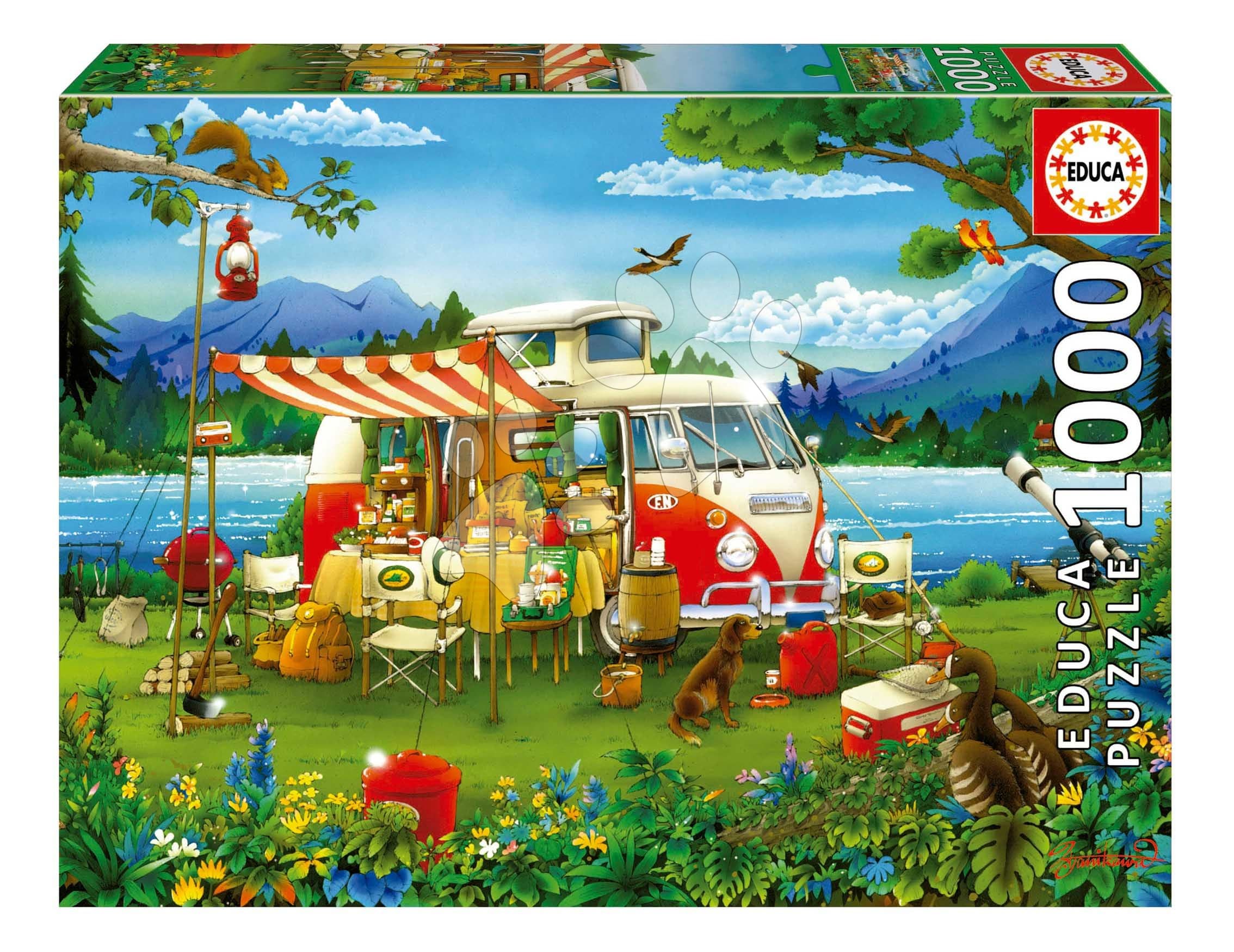 Puzzle Camping Holiday Educa 1000 dielov a Fix lepidlo 1