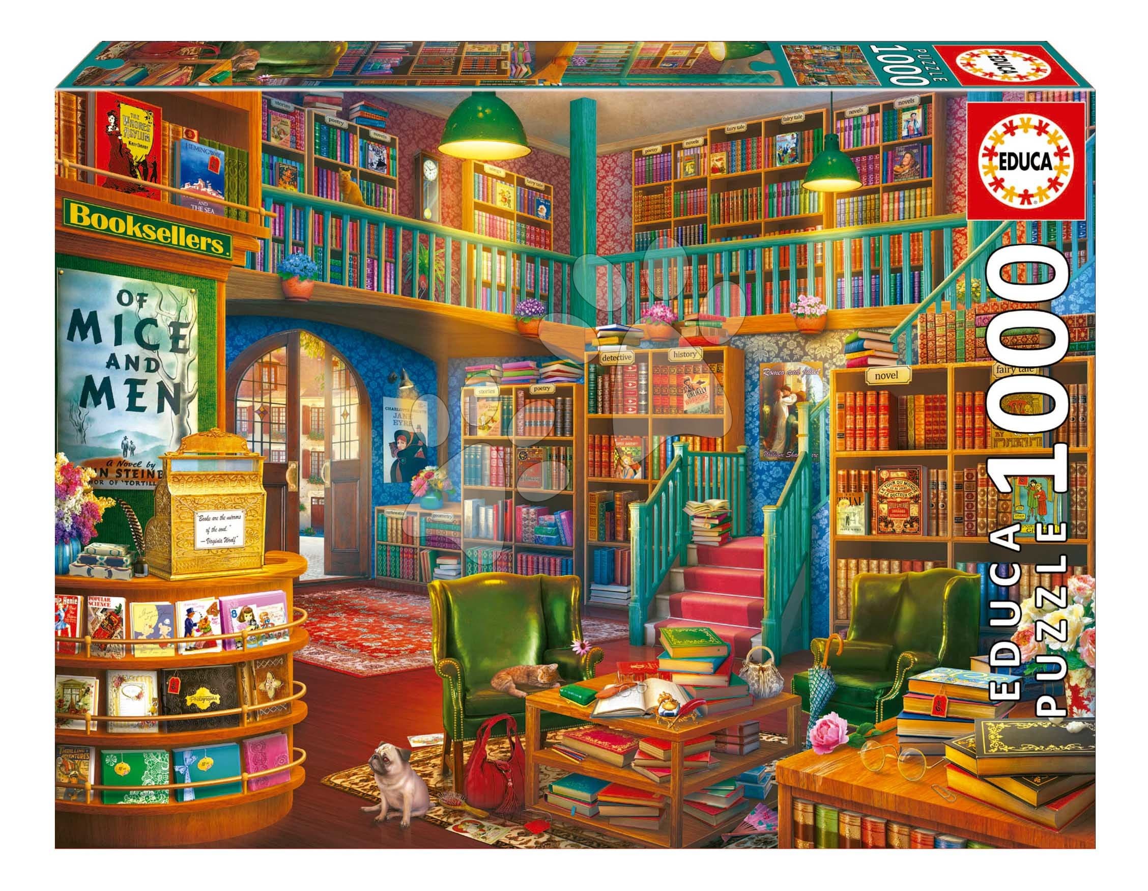 Puzzle Wonderful Bookshop Educa 1000 dielov a Fix lepidlo 1