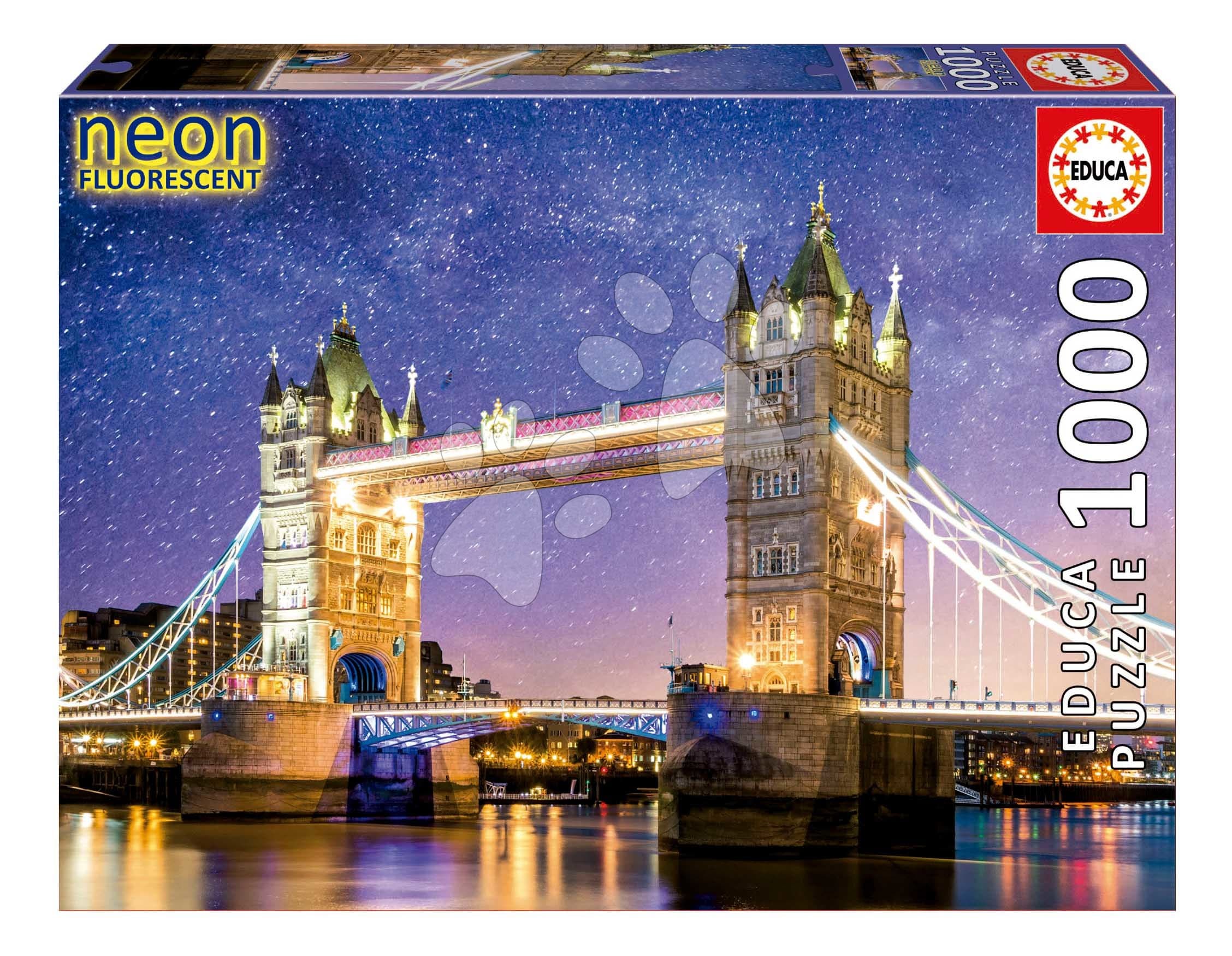 Puzzle Tower Bridge London Neon Educa svetielkujúce 1000 dielov a Fix lepidlo 1
