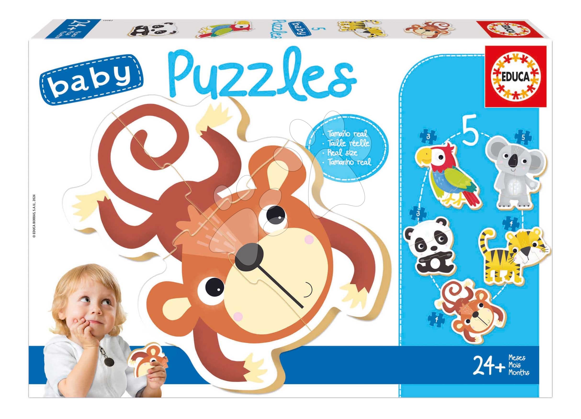 Baby puzzle Exotické zvieratká Educa 5-obrázkové od 24 mes