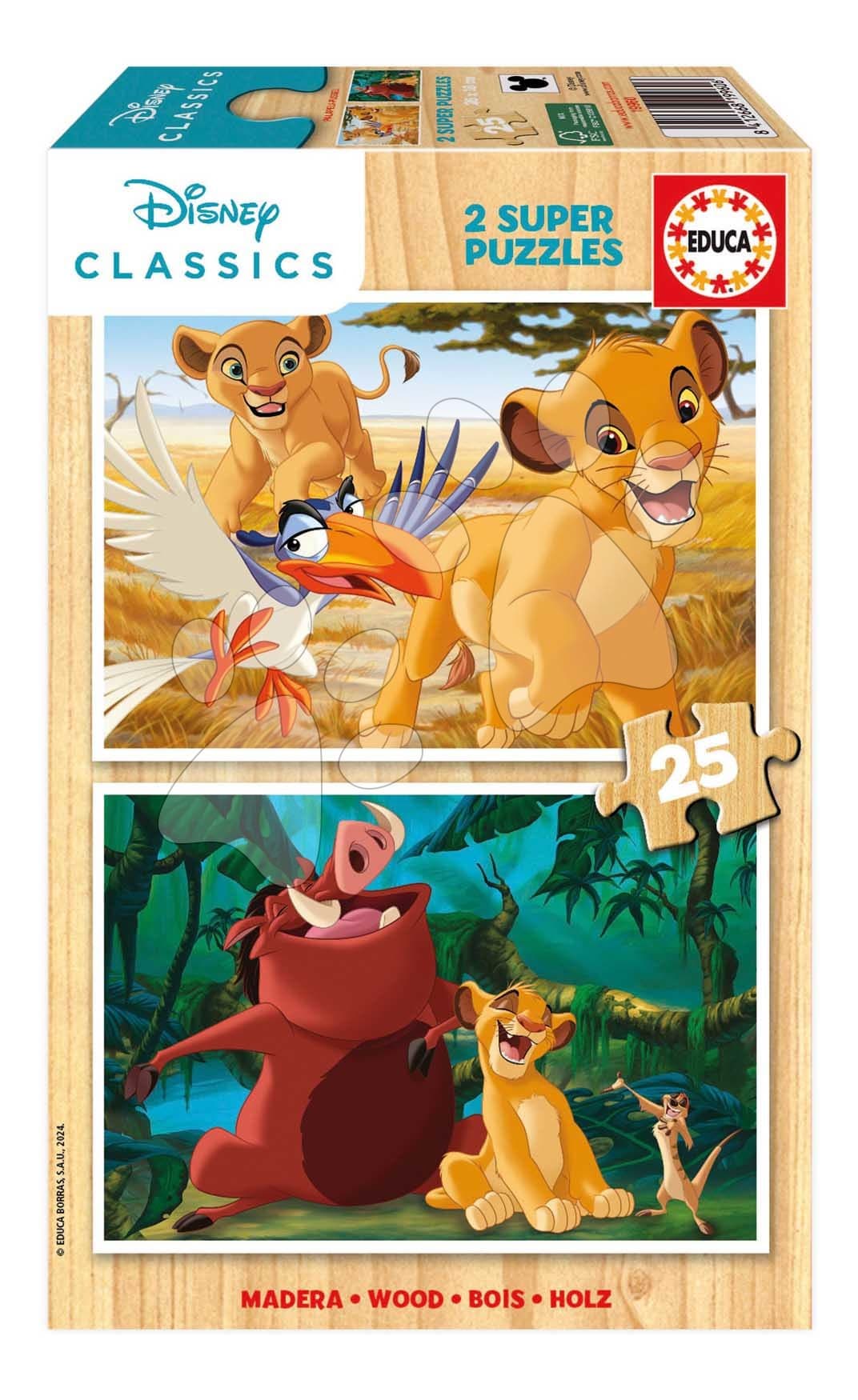 Drevené puzzle Leví kráľ Disney Educa 2x25 dielov 1