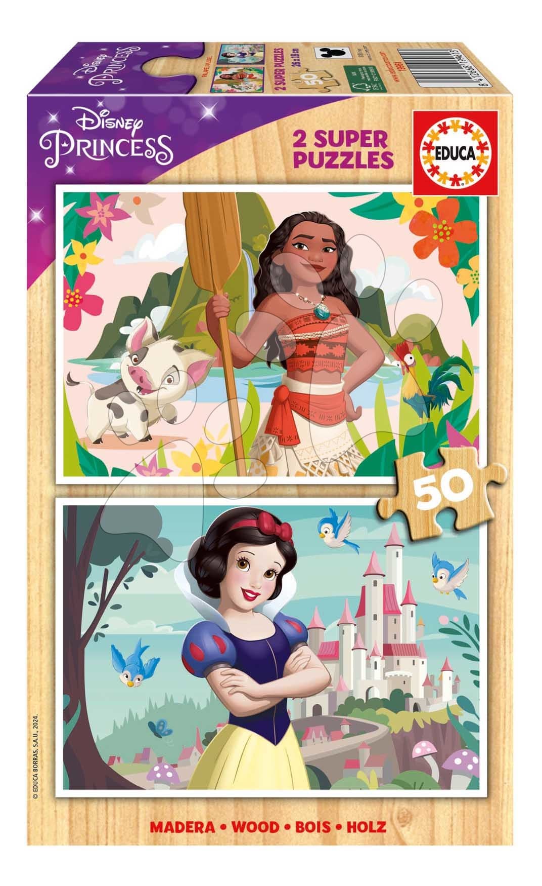 Drevené puzzle Moana a Snehulienka Disney Educa 2x50 dielov 1
