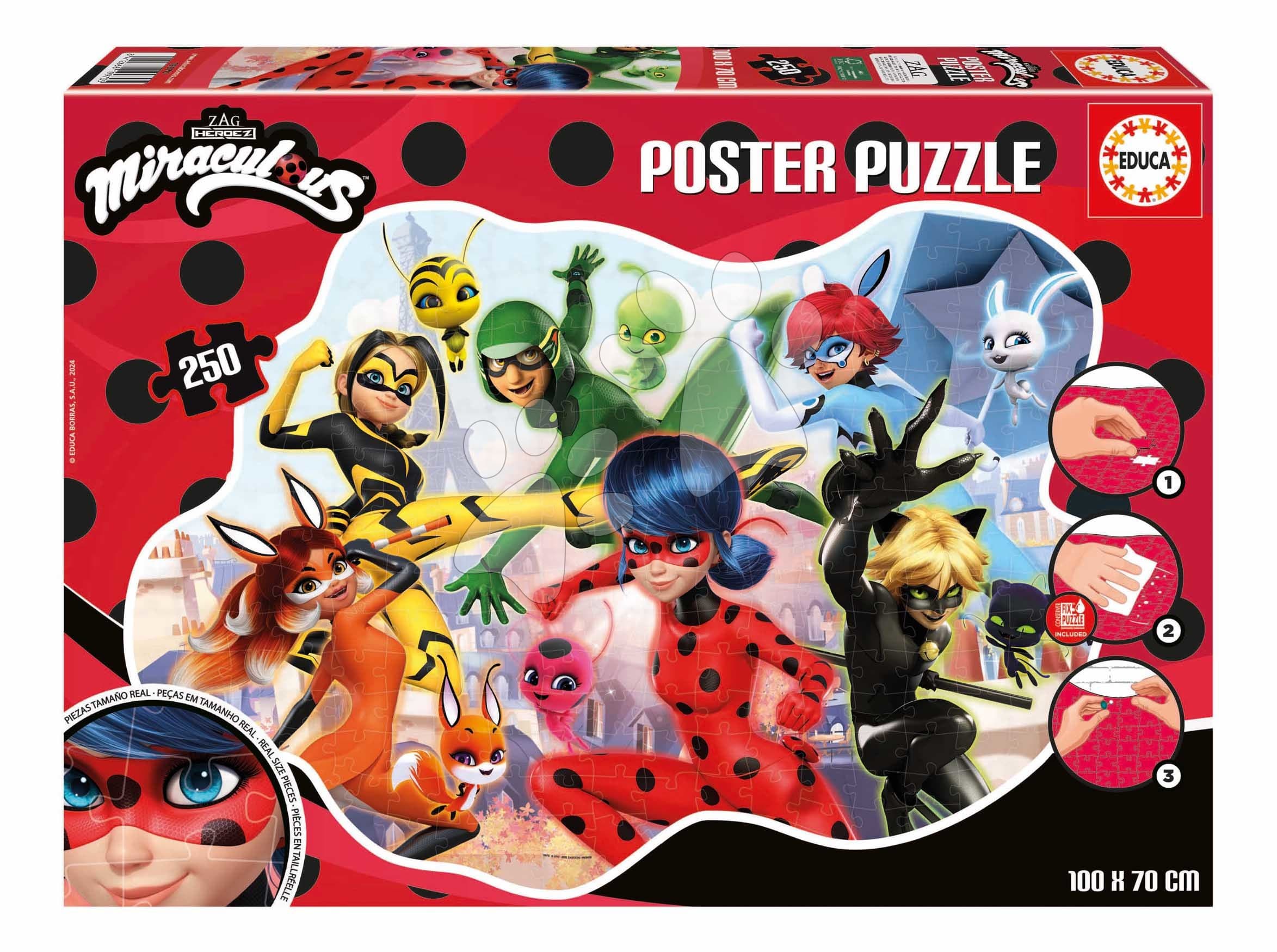 Puzzle plagát Miraculous Ladybug Educa 250 dielov od 8 rokov 1