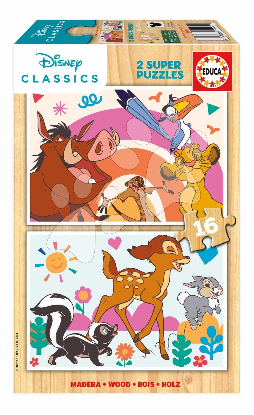 Drevené puzzle Animals Disney Educa 2x16 dielov 1