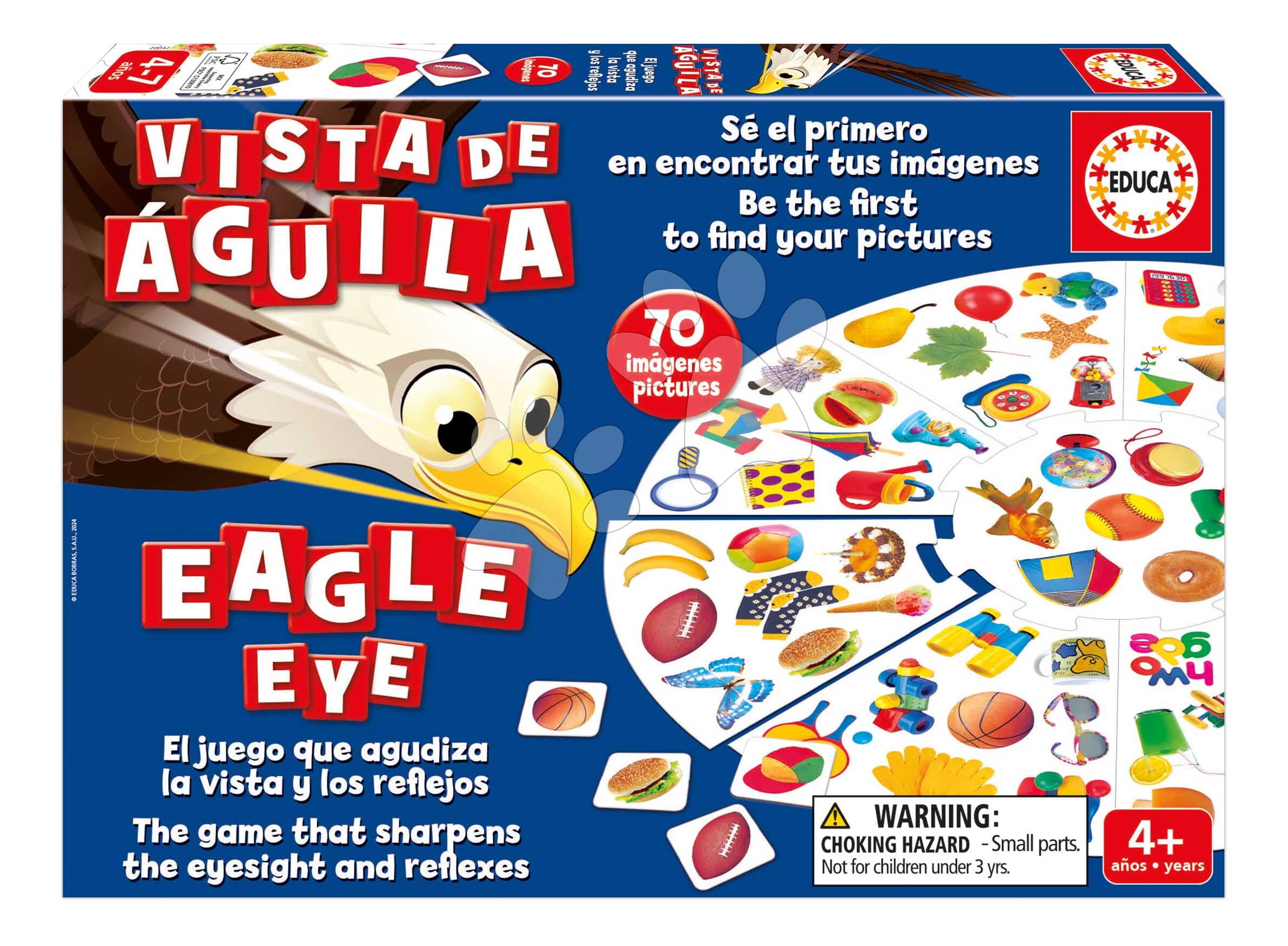 Spoločenská hra Orlí zrak My first Eagle Eye Educa 70 obrázkových kariet v angličtine a španielčine od 4 rokov
