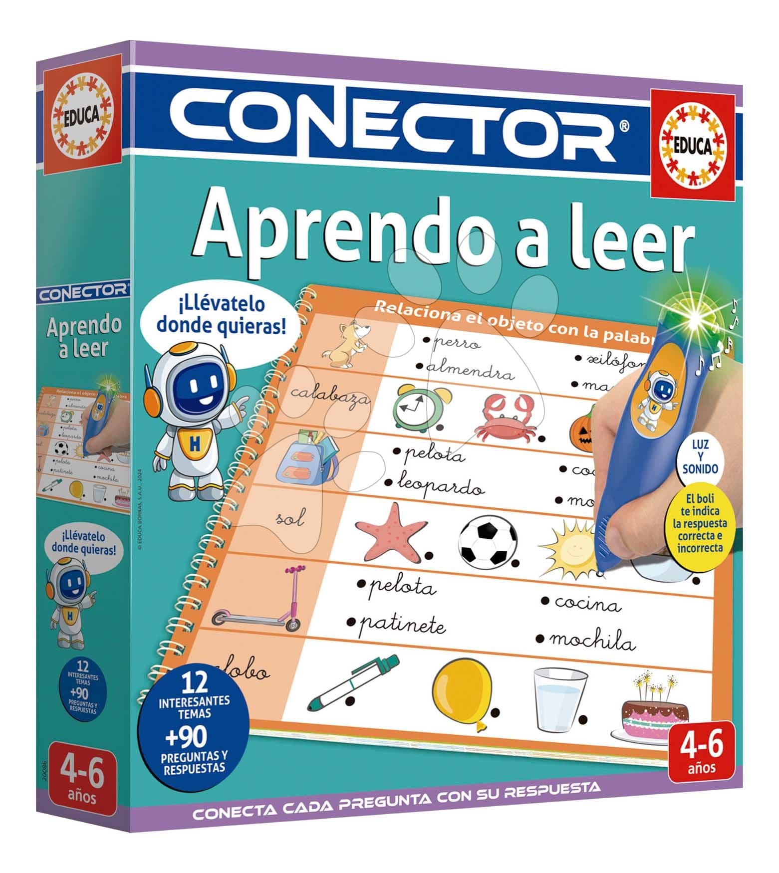 Spoločenská hra Učíme sa čítať Aprendo a leer Conector Educa s inteligentným perom so zvukom a svetlom 90 otázok v španielčine od 4 rokov