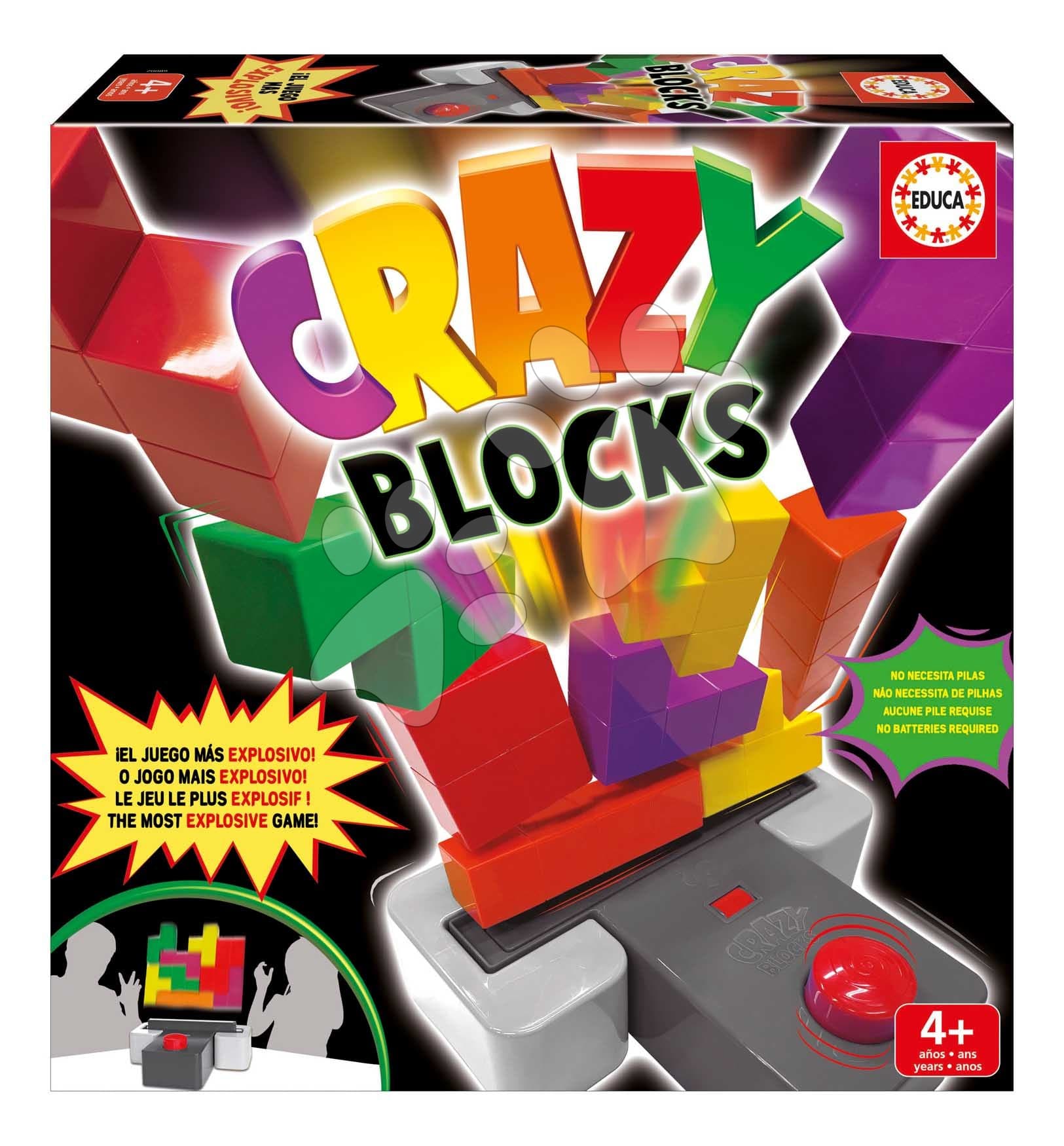 Spoločenská hra skladanie kociek Crazy Blocks Educa v španielčine angličtine francúzštine a portugalčine od 4 rokov