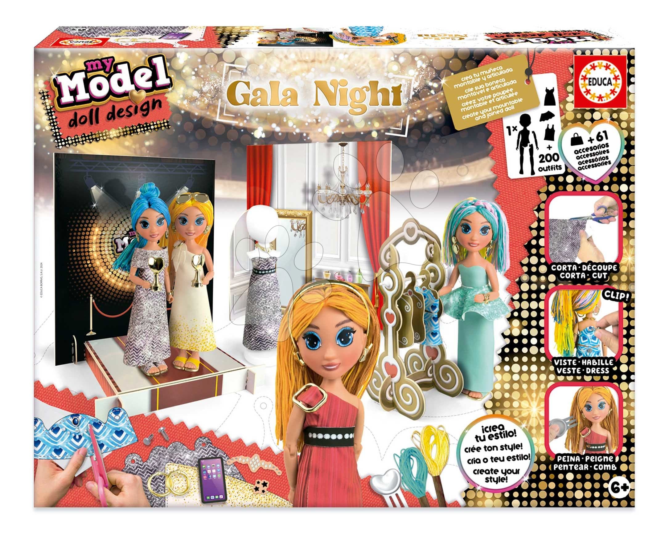 Kreatívne tvorenie My Modell Doll Design Gala Night Educa vyrob si vlastné gala bábiky 5 modelov od 6 rokov 1