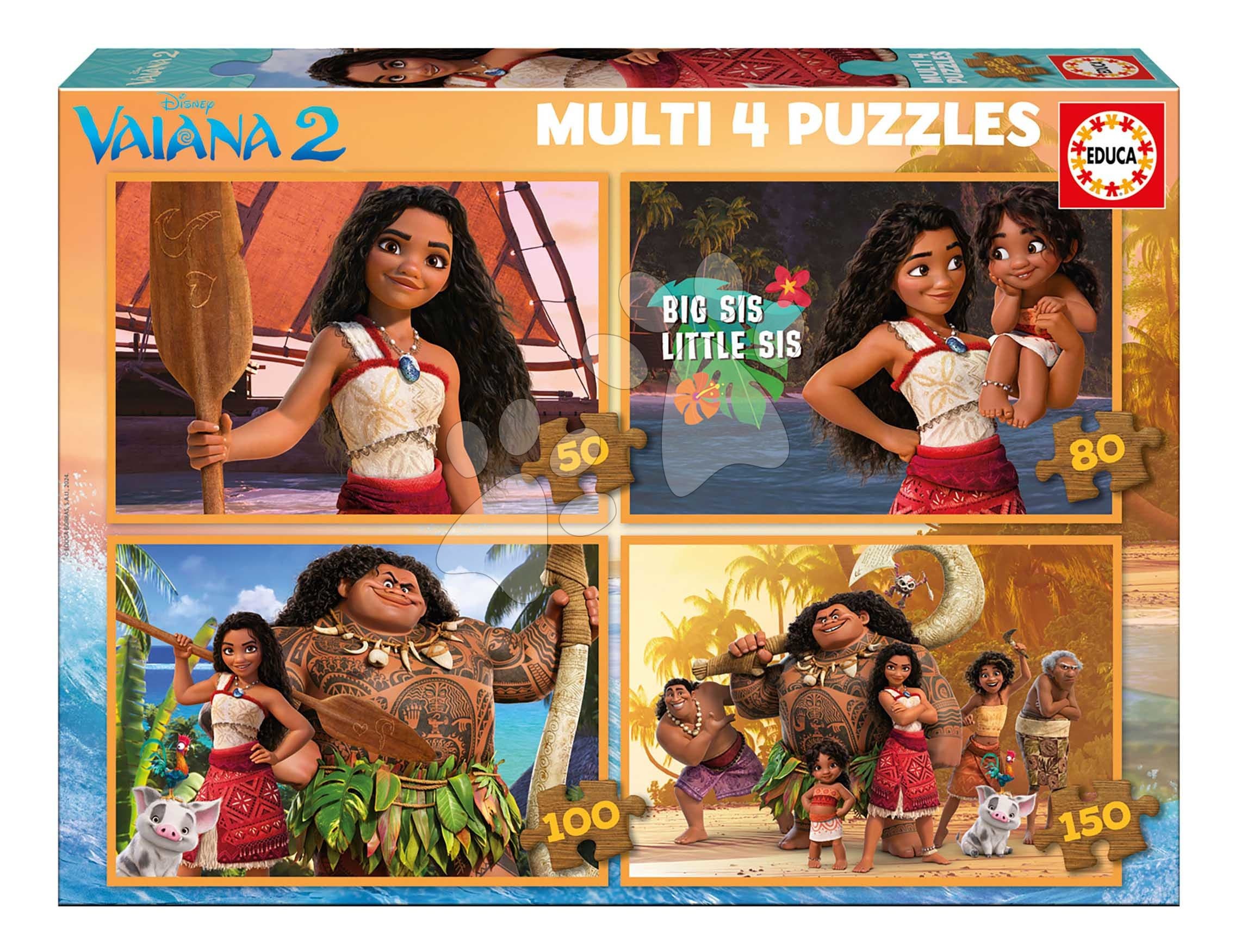 Puzzle Multi 4 Vaiana 2 Educa 50-80-100-150 dielov od 5 rokov 1