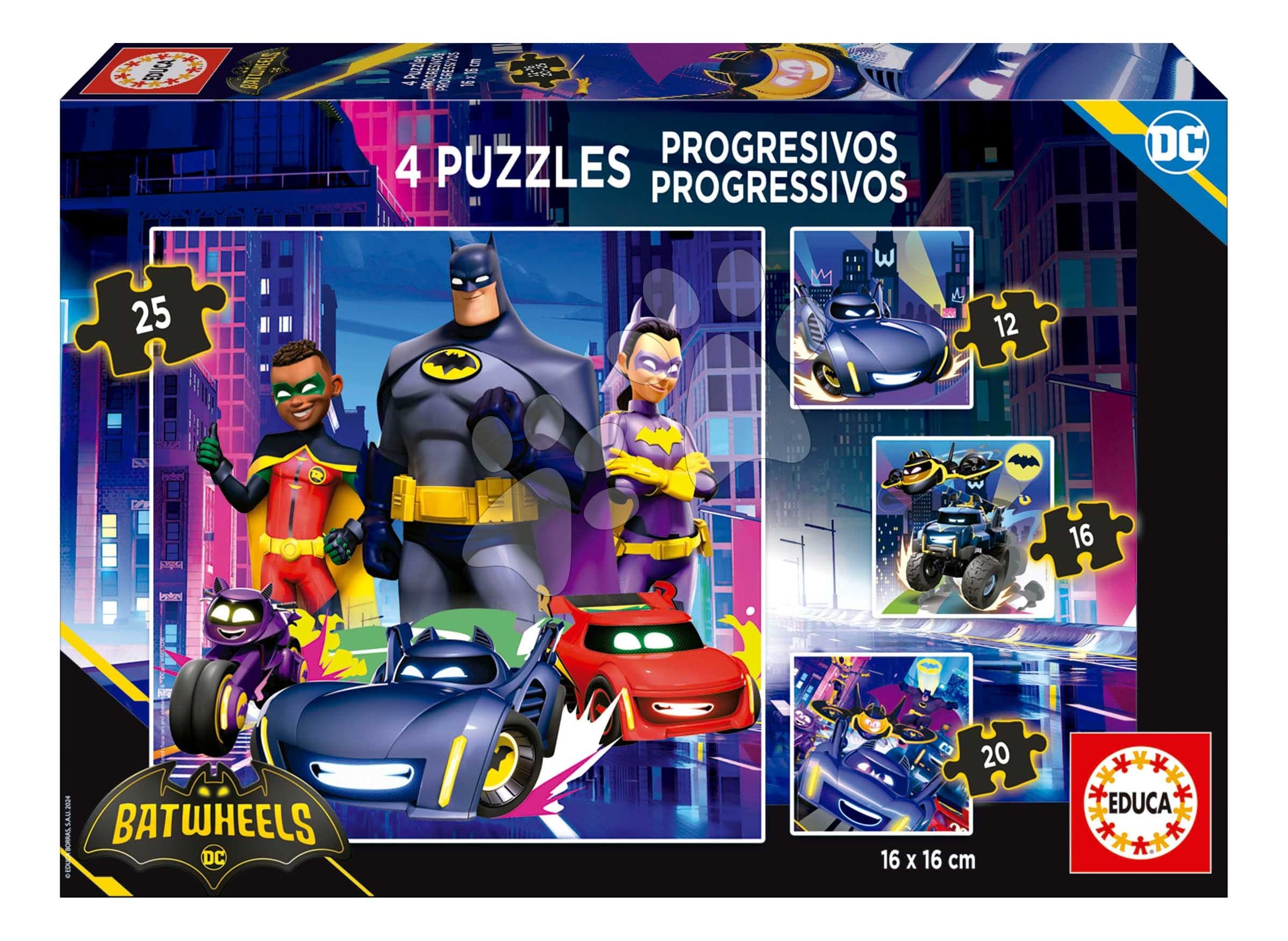 Puzzle DC Batwheels Progressive Educa 12-16-20-25 dielov
